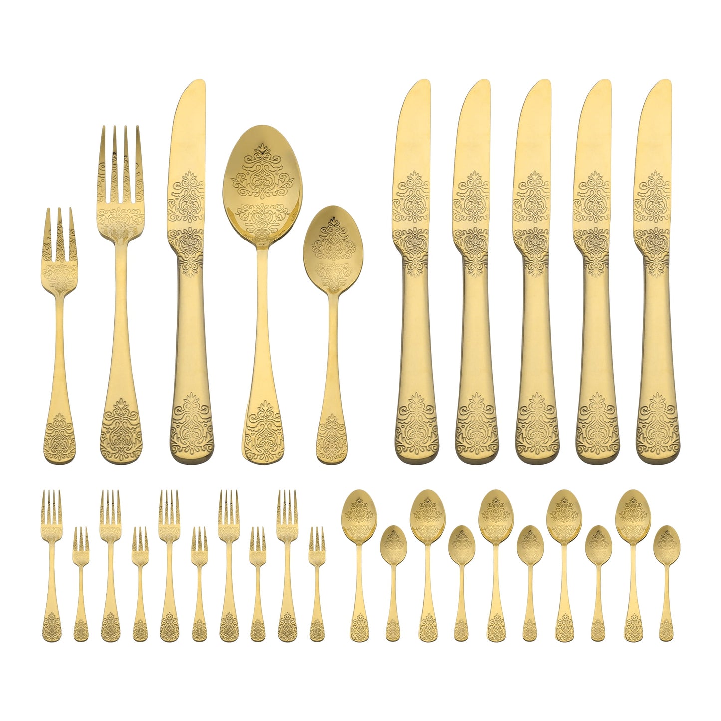 Unique Bargains 30 Pieces Modern Stainless Steel Silverware Set for 6 Gold