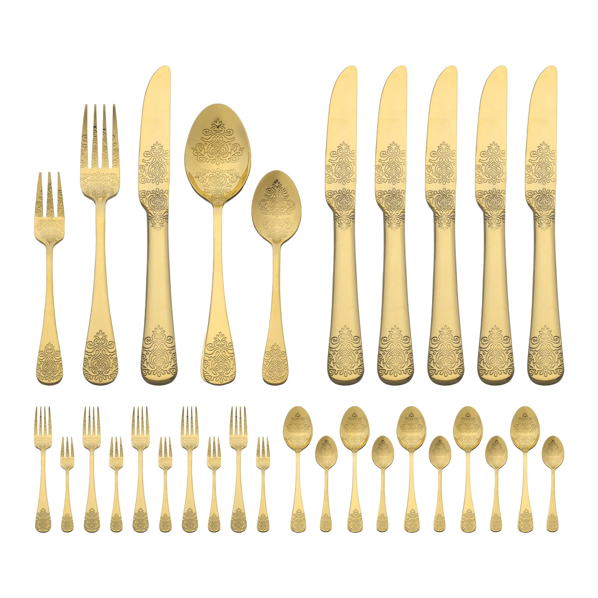 Unique Bargains 30 Pieces Modern Stainless Steel Silverware Set for 6 Gold