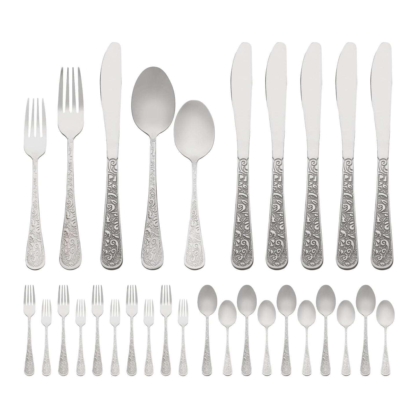Unique Bargains 30 Pieces Stainless Steel Mirror Polished Cutlery Set for 6 Silver
