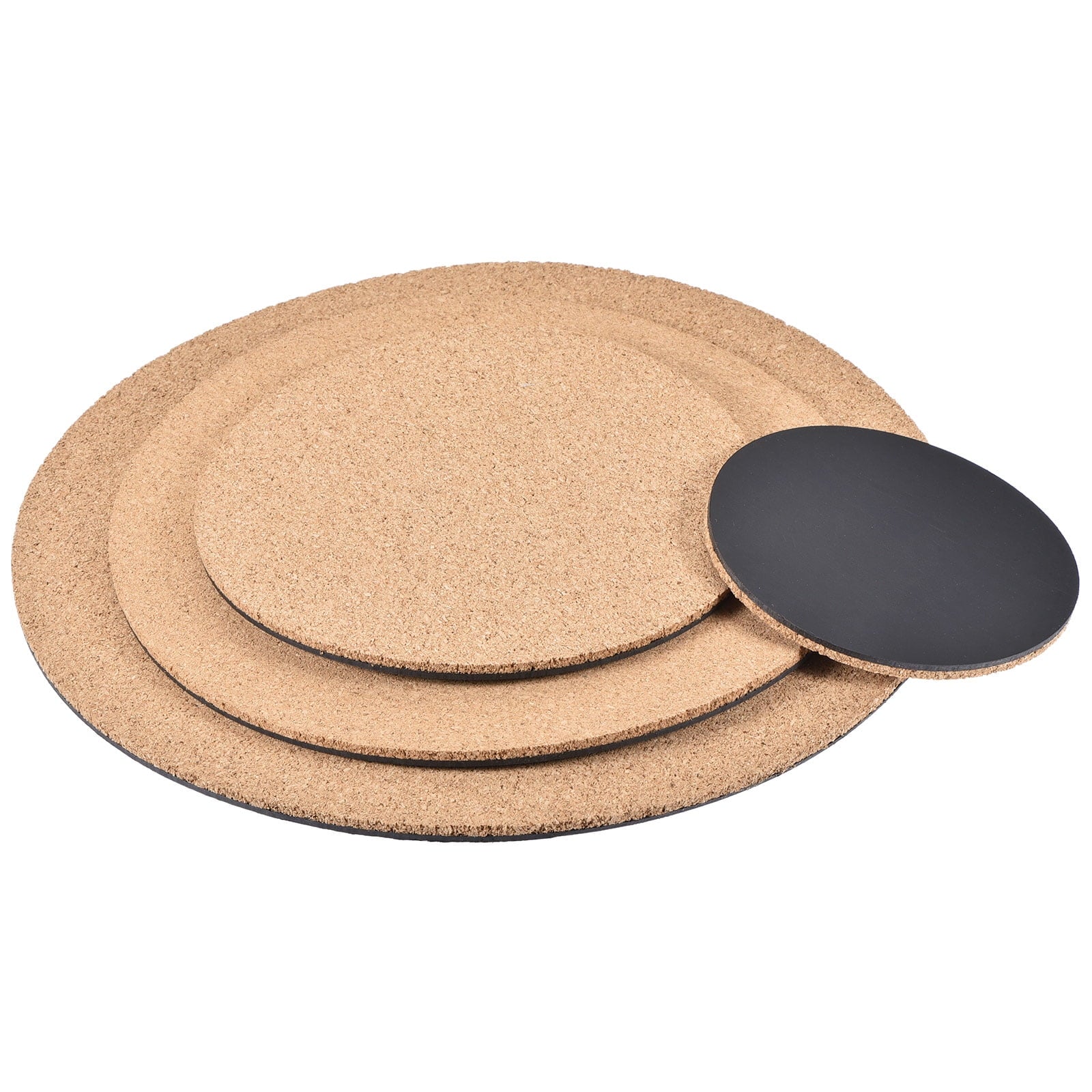 Unique Bargains 4" 6" 8" 10" Round Plastic Cork Home Plant Mat Coaster Pad 4in1 Set