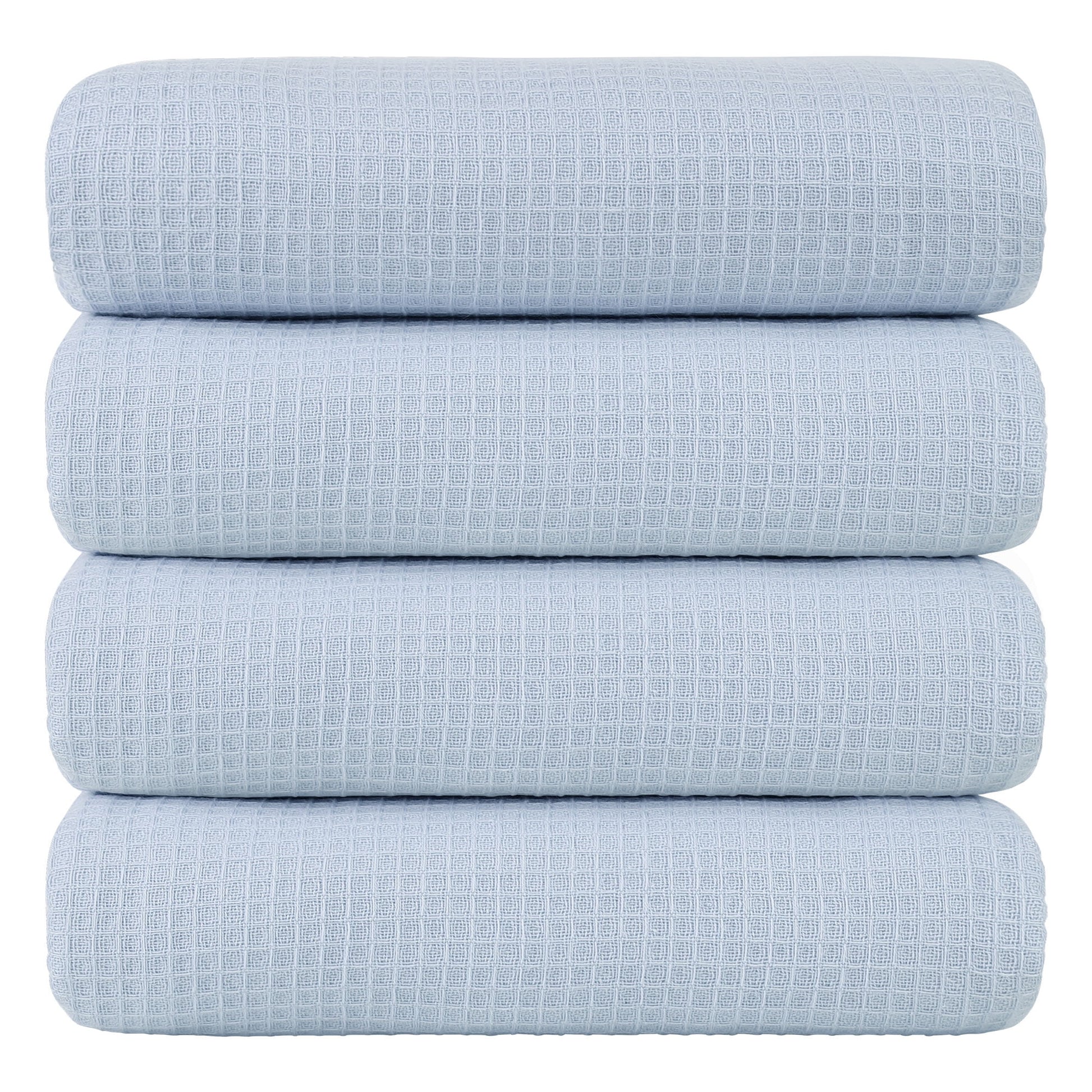 Unique Bargains 4-Pack 100% Cotton Waffle Weave Absorbent Bath Towels 27" x 55" Blue