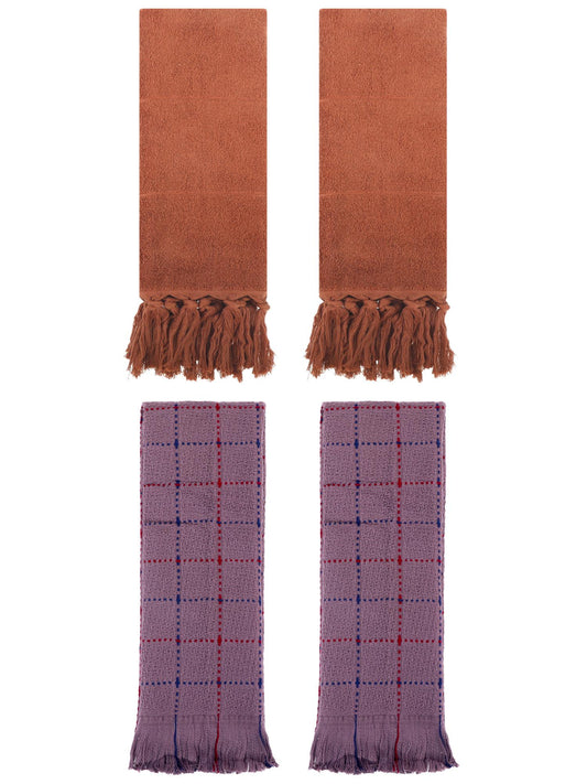 Unique Bargains 4 Pack Cotton Comfy Turkish Bath Towel Brown 14"x30"/13"x29"