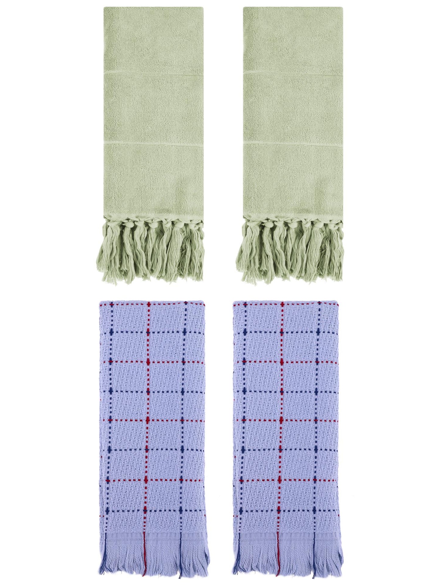 Unique Bargains 4 Pack Cotton Comfy Turkish Bath Towel Green/Blue 14"x30"/13"x29"