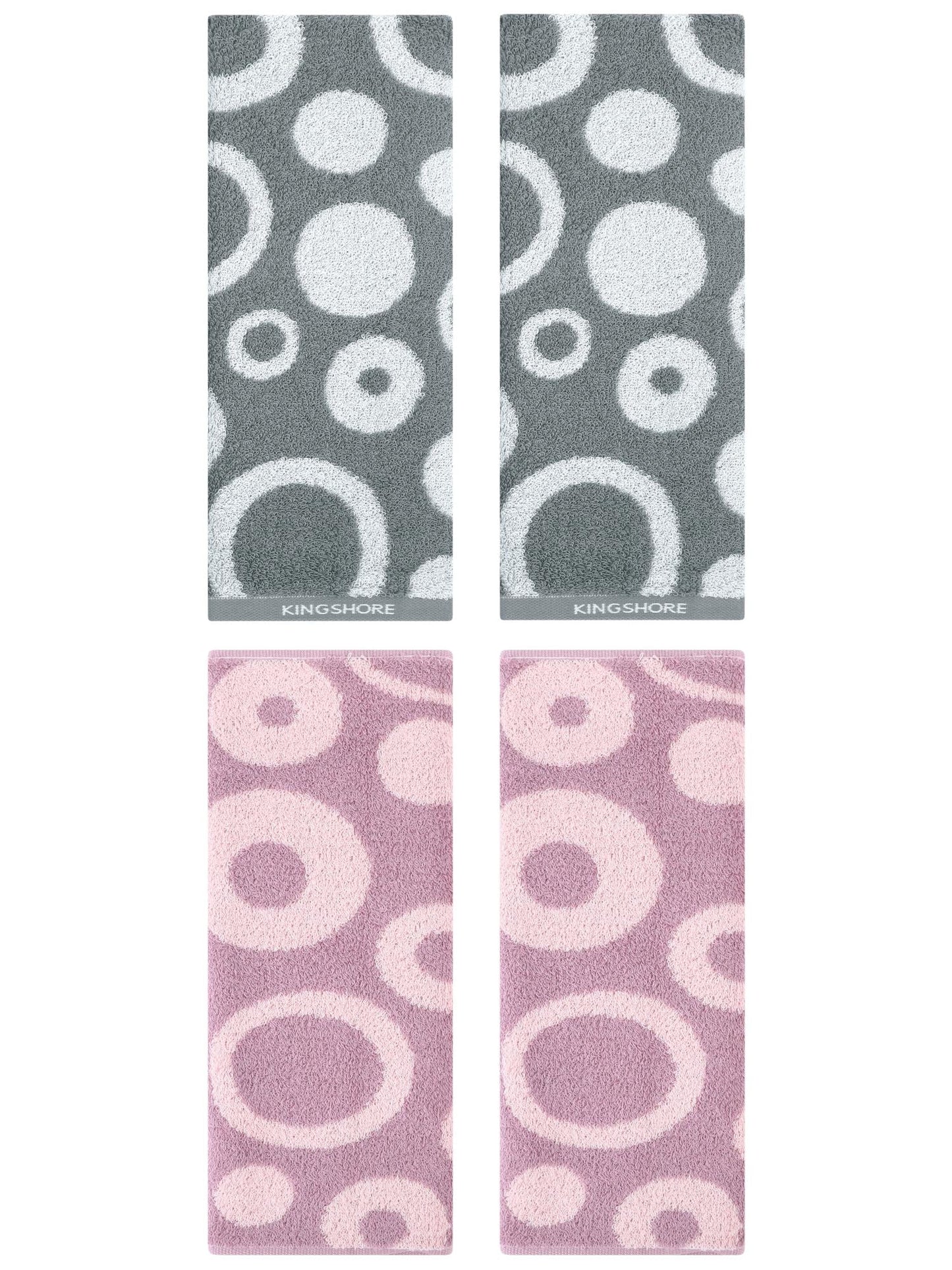 Unique Bargains 4 Pack Cute Round Geometric Pattern Hand Towel Cotton Towel Grey/Purple