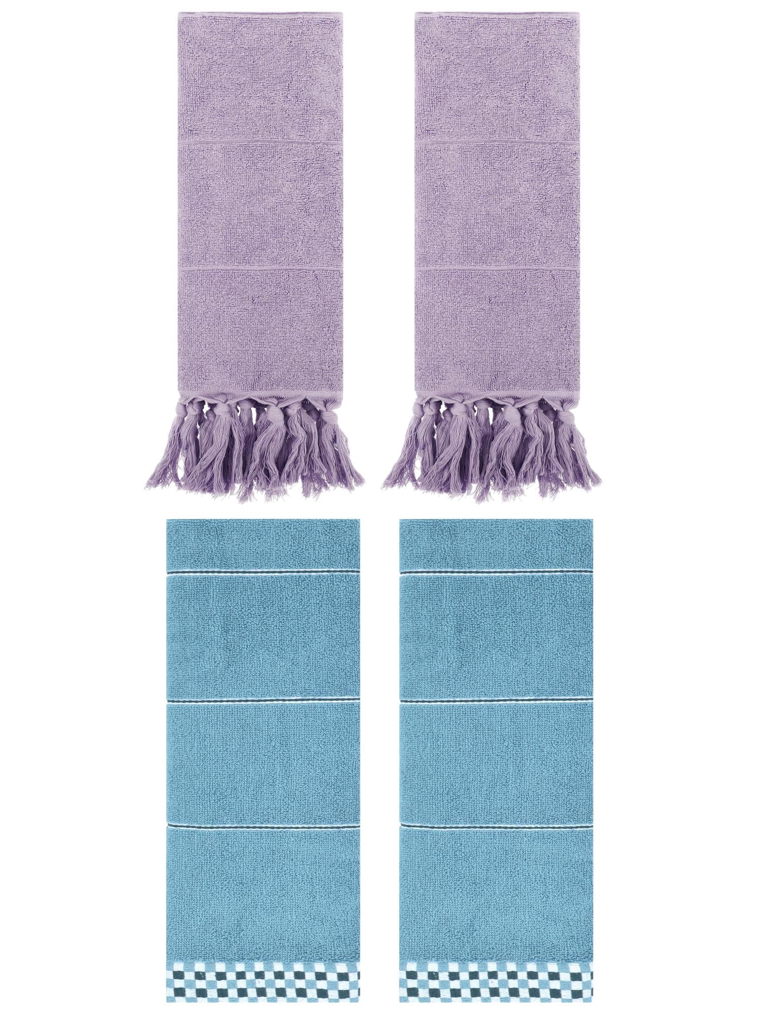 Unique Bargains 4 Pcs Bathroom Hand Towels 14" x 30" Purple/Blue