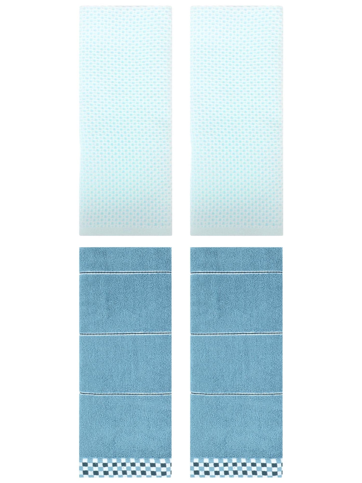 Unique Bargains 4 Pcs Bathroom Hand Towels Light Cyan/Blue 13" x 30"/14" x 30"