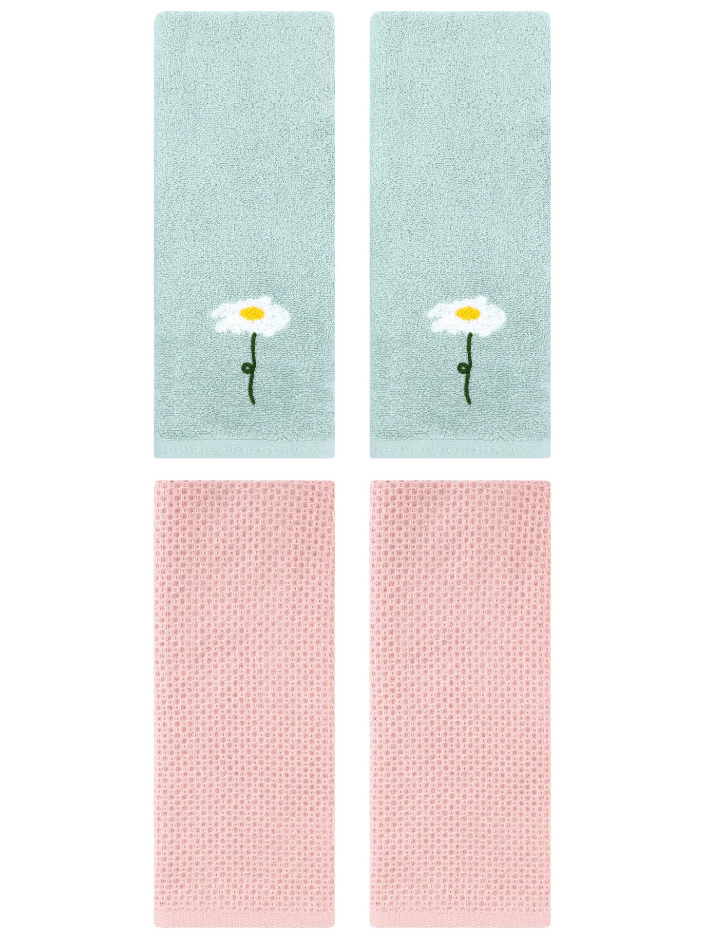 Unique Bargains 4 Pcs Cotton Bathroom Hand Towels 13" x 30" Blue/Pink