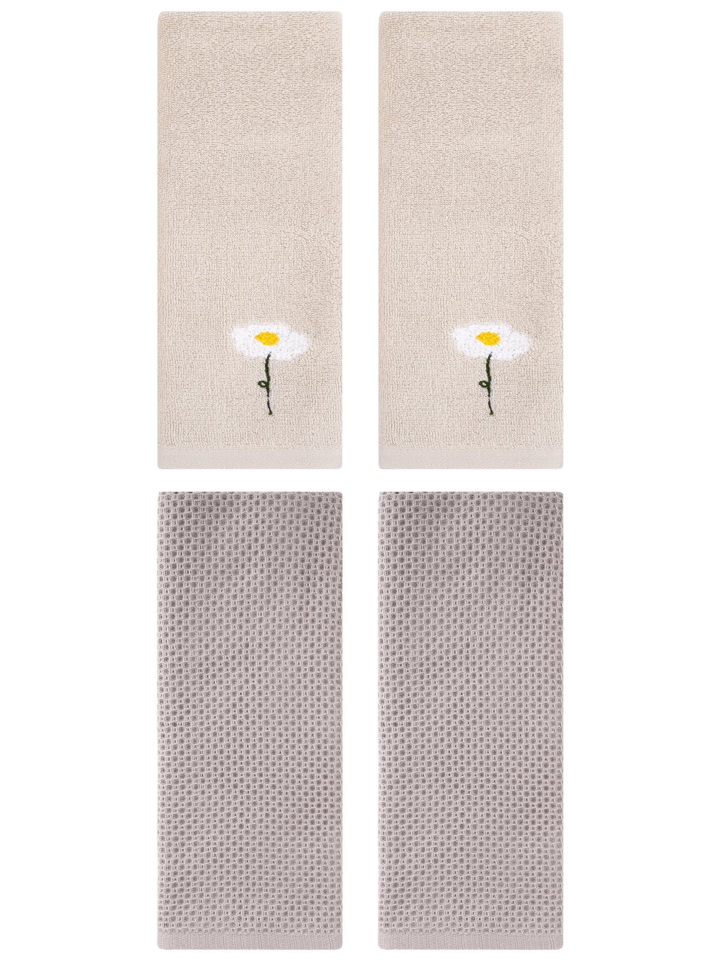 Unique Bargains 4 Pcs Cotton Bathroom Hand Towels 13" x 30" Light Brown/Camel
