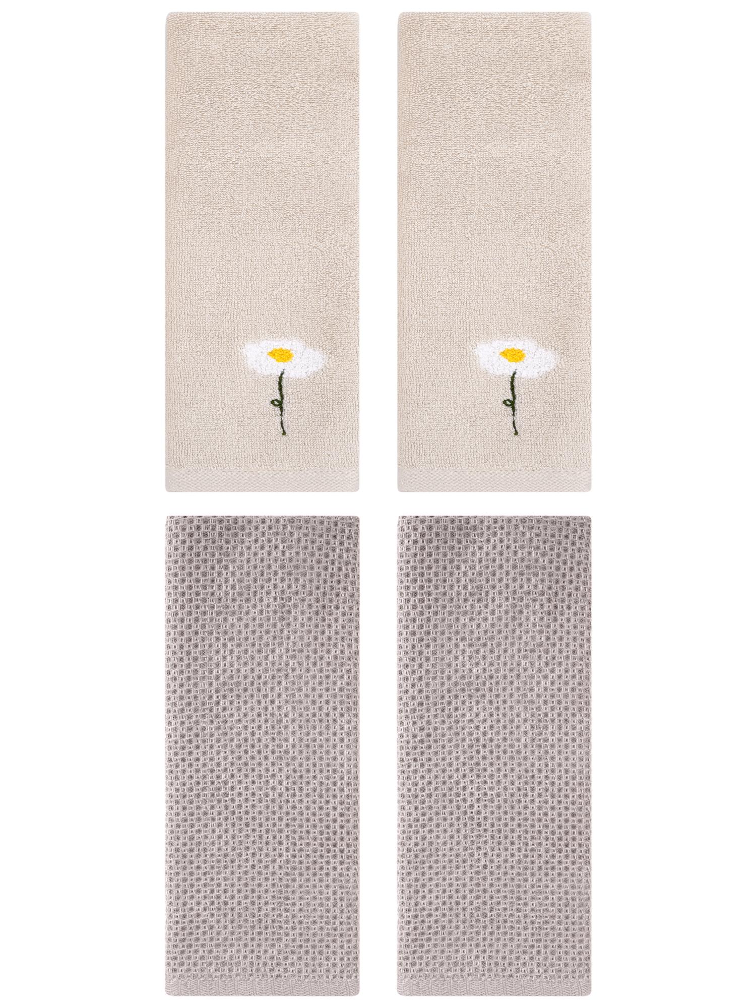 Unique Bargains 4 Pcs Cotton Bathroom Hand Towels 13" x 30" Light Brown/Camel