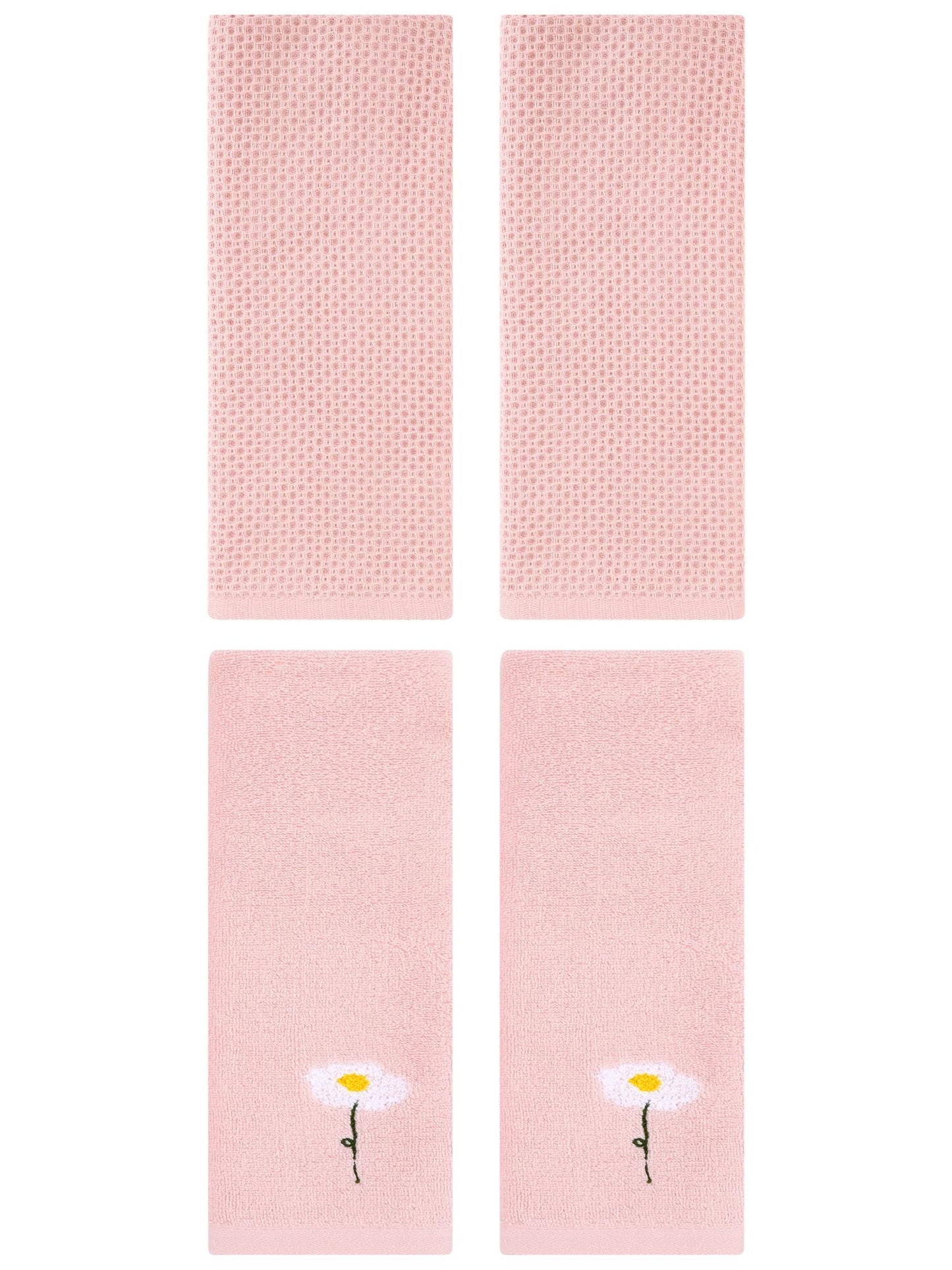 Unique Bargains 4 Pcs Cotton Bathroom Hand Towels 13" x 30" Pink