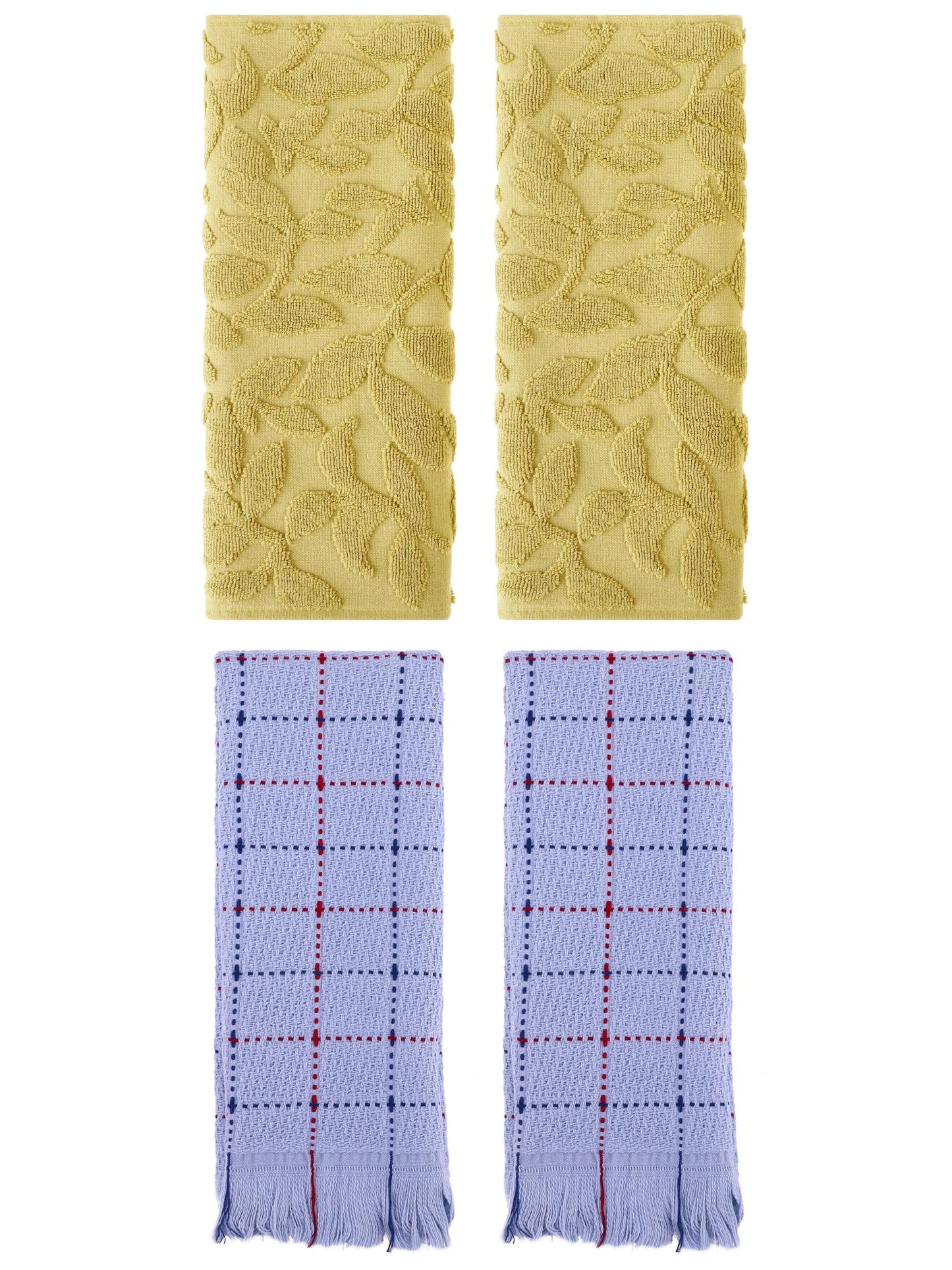 Unique Bargains 4 Pcs Cotton Boho Hand Towel Set Yellow/Blue 14" x 30"/13" x 29"