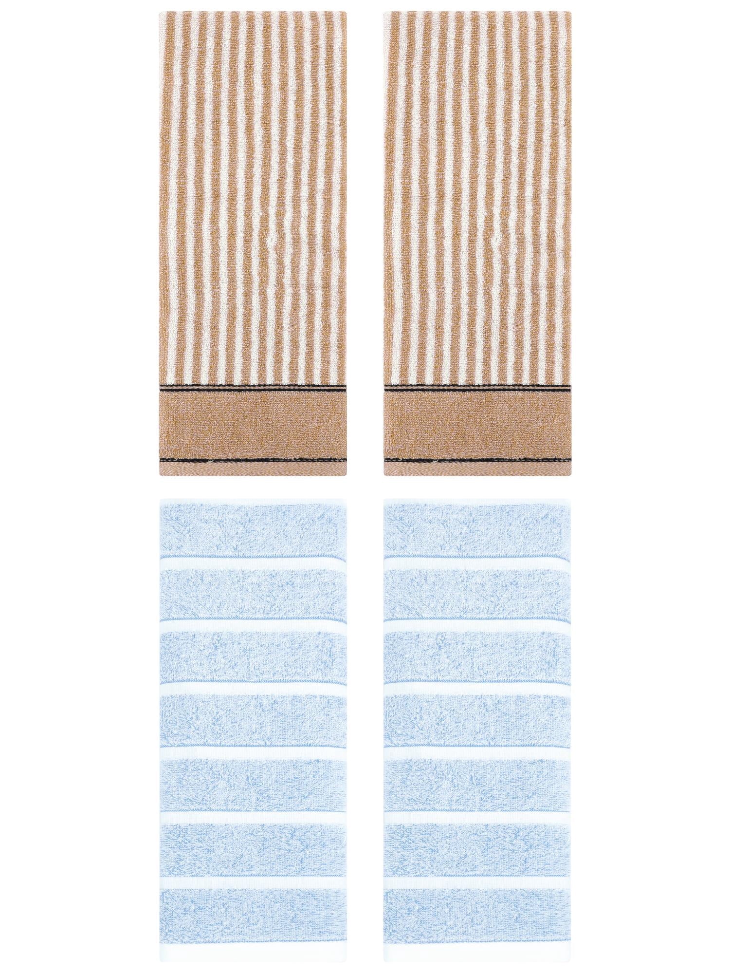 Unique Bargains 4 Pcs Cotton Hand Towel 13 x 29 Inch Blue/Brown