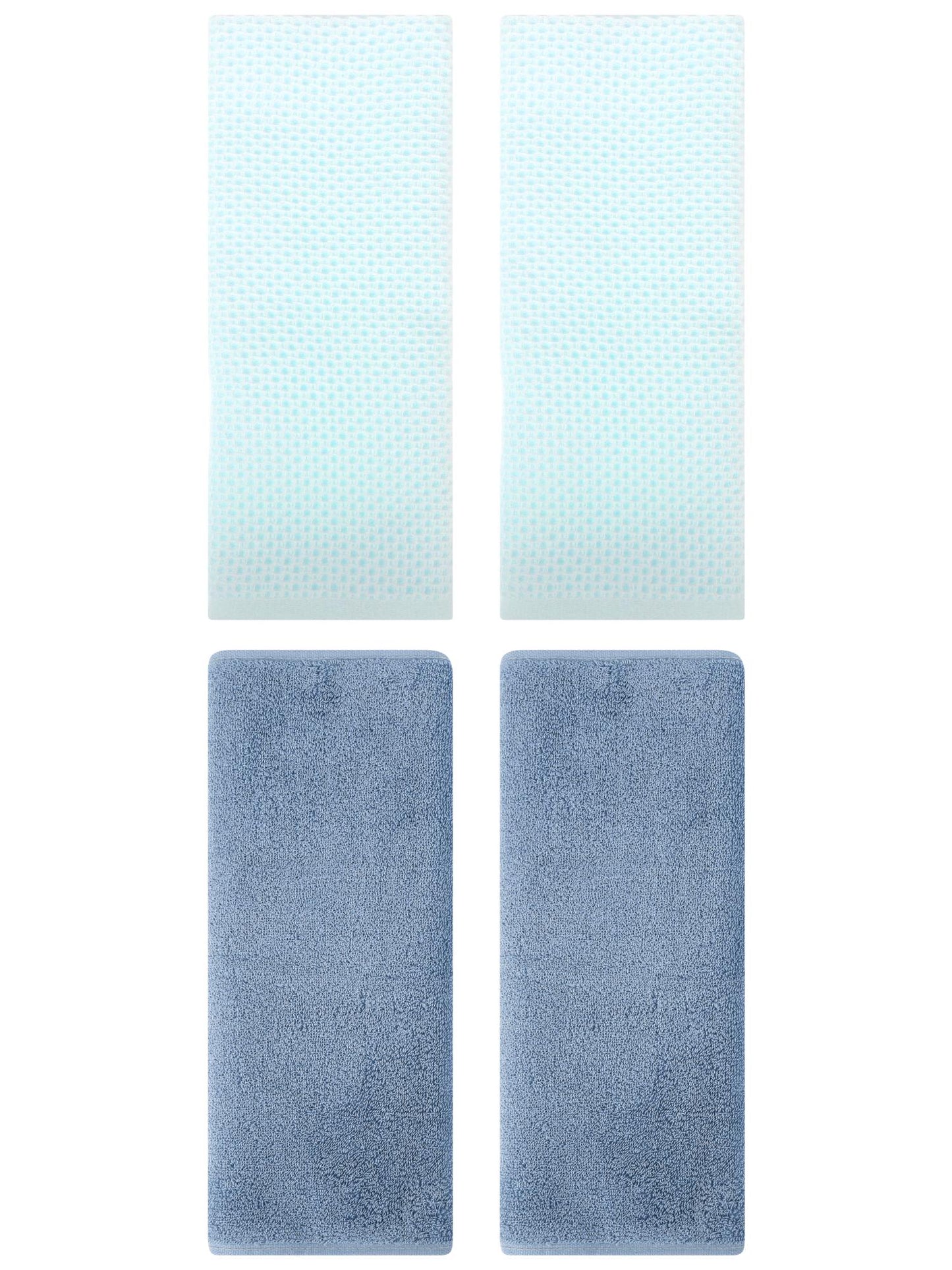 Unique Bargains 4 Pcs Cotton Hand Towels 13" x 30" Light Cyan/Light Steel Blue