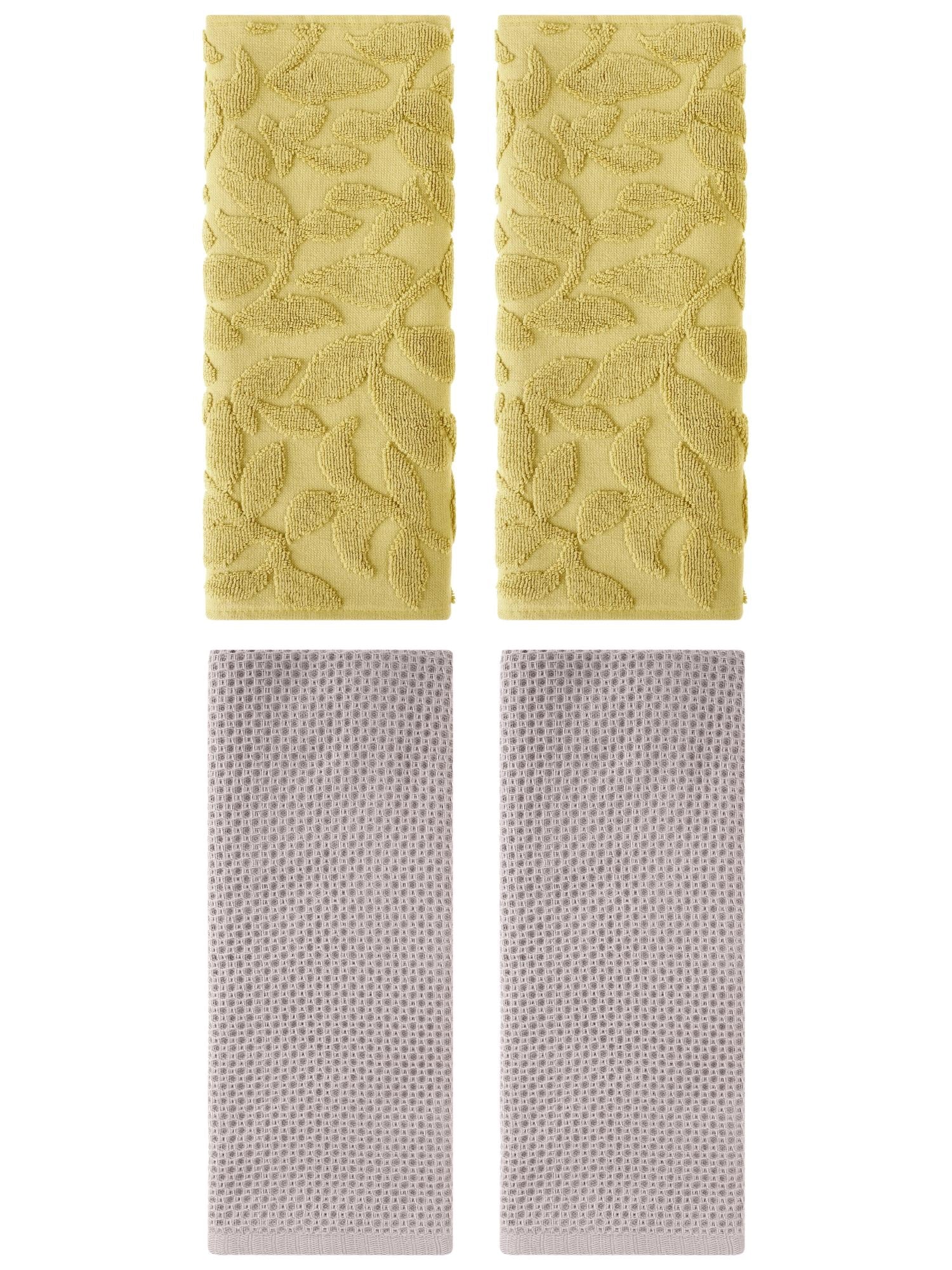 Unique Bargains 4 Pcs Cotton Hand Towels Camel/Yellow 13" x 30"/14" x 30"