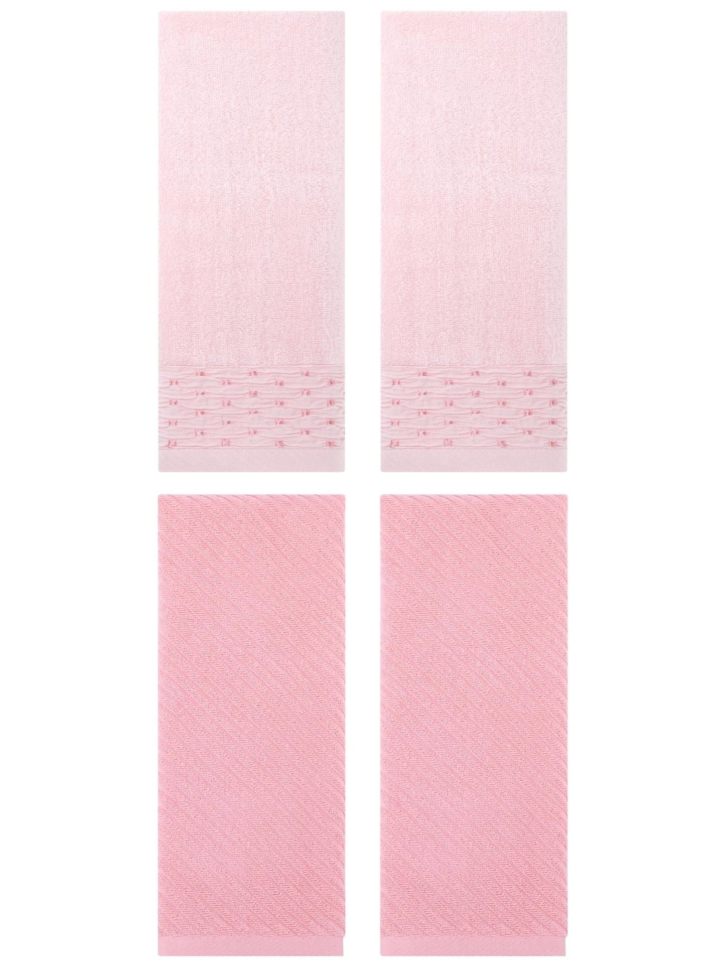 Unique Bargains 4 Pcs Cotton Quick Drying Soft Bathroom Hand Towel Pink