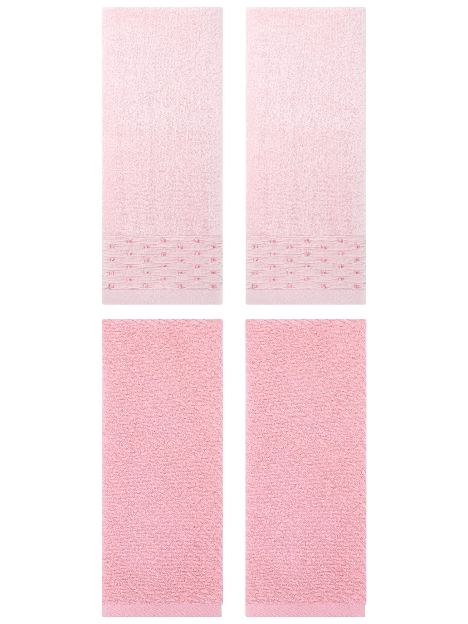 Unique Bargains 4 Pcs Cotton Quick Drying Soft Bathroom Hand Towel Pink