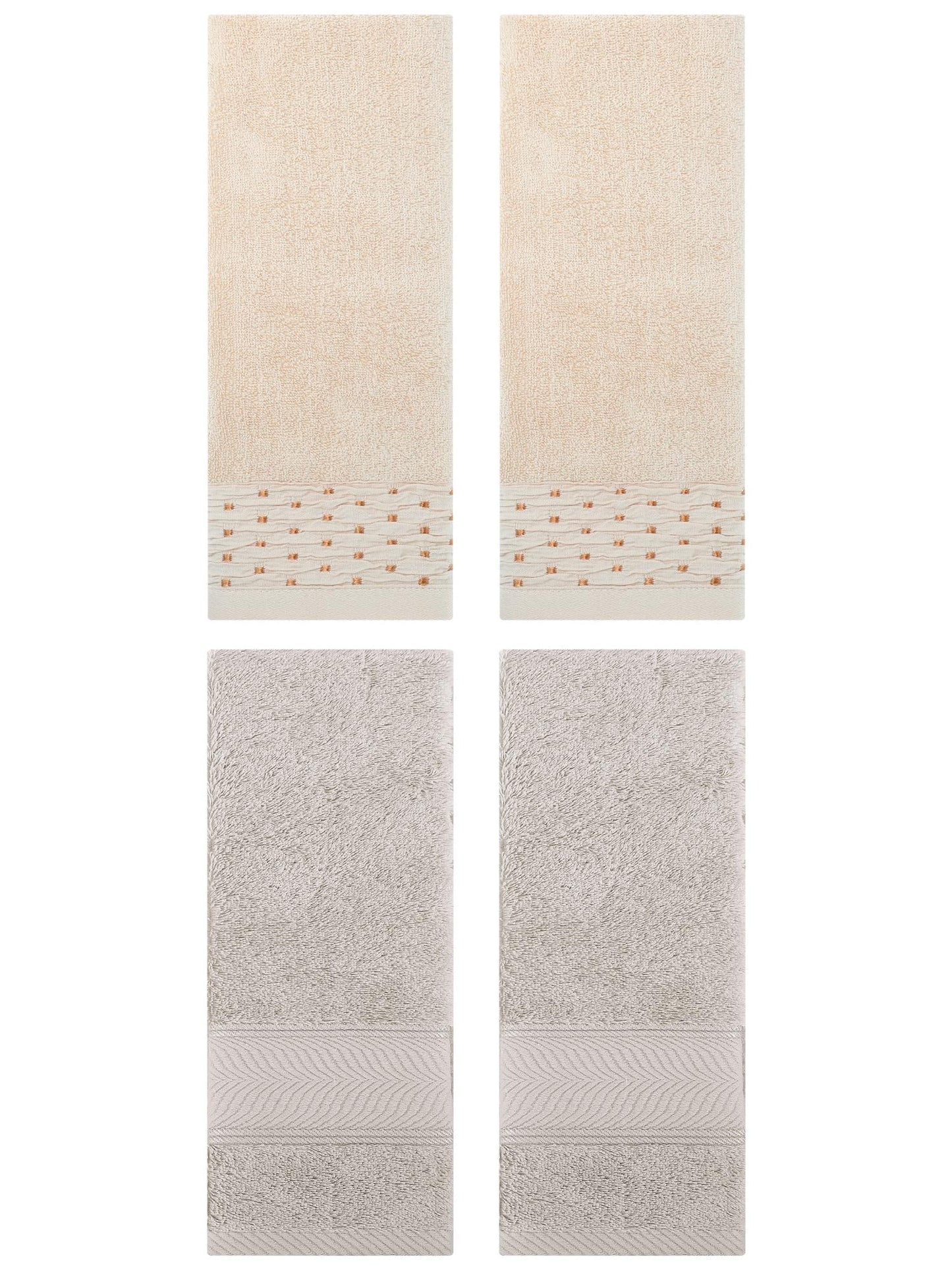 Unique Bargains 4 Pcs Cotton Soft Bathroom Hand Towel 14" x 30" Light Brown