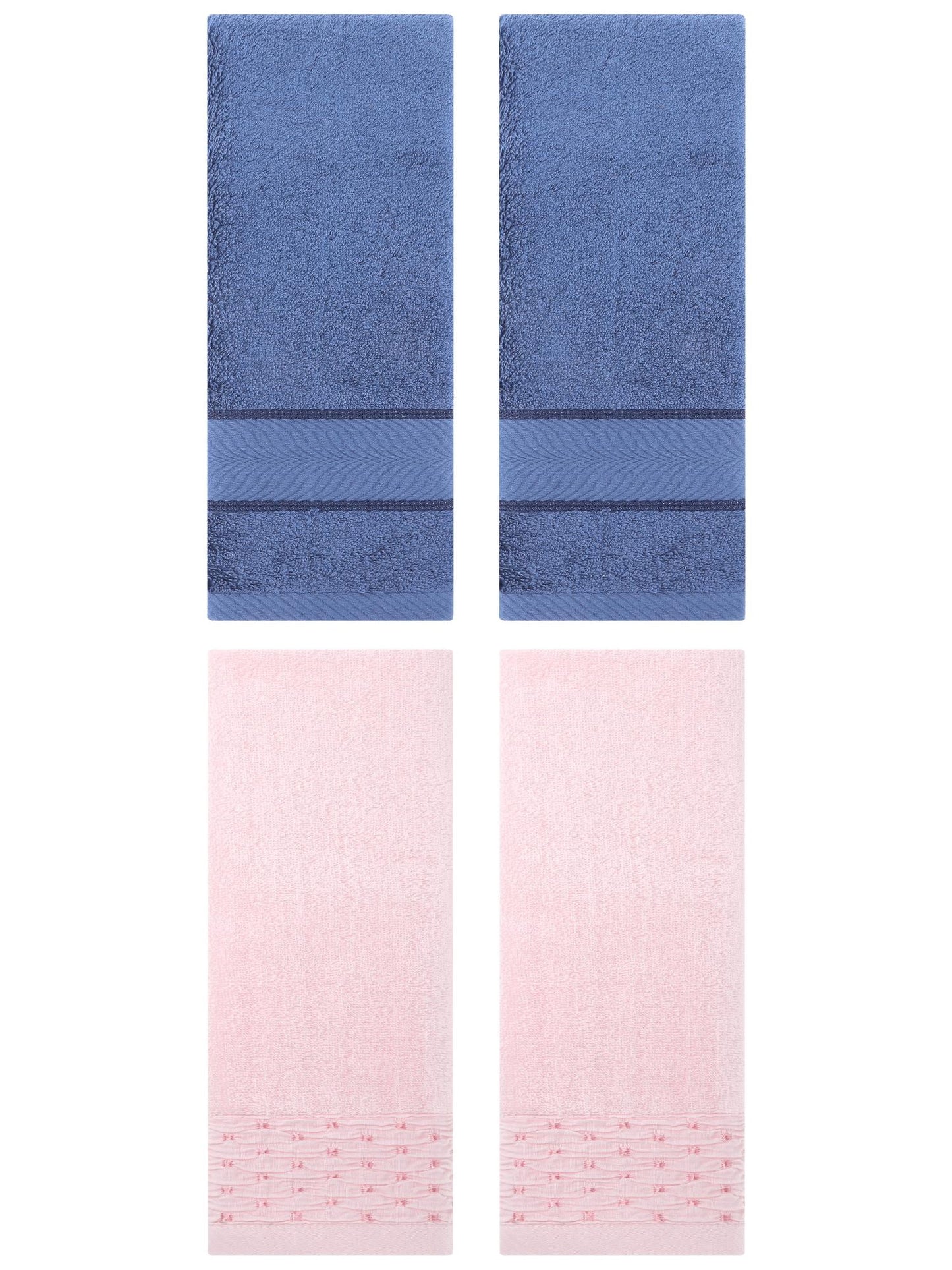 Unique Bargains 4 Pcs Cotton Soft Bathroom Hand Towel 14" x 30" Pink/Light Blue