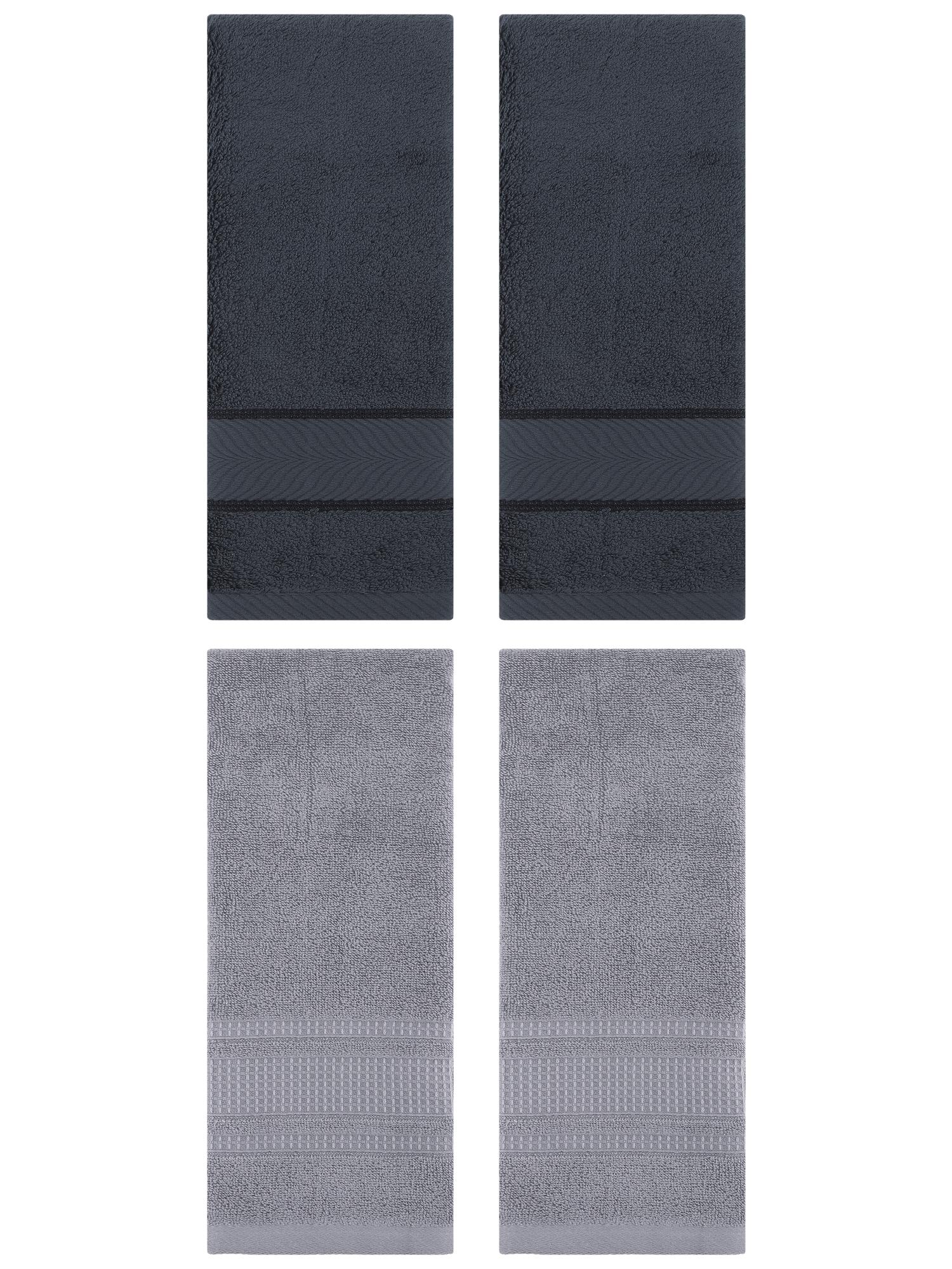 Unique Bargains 4 Pcs Cotton Soft Hand Towel Set Dark Grey/Grey 14" x 30"/13" x 29"