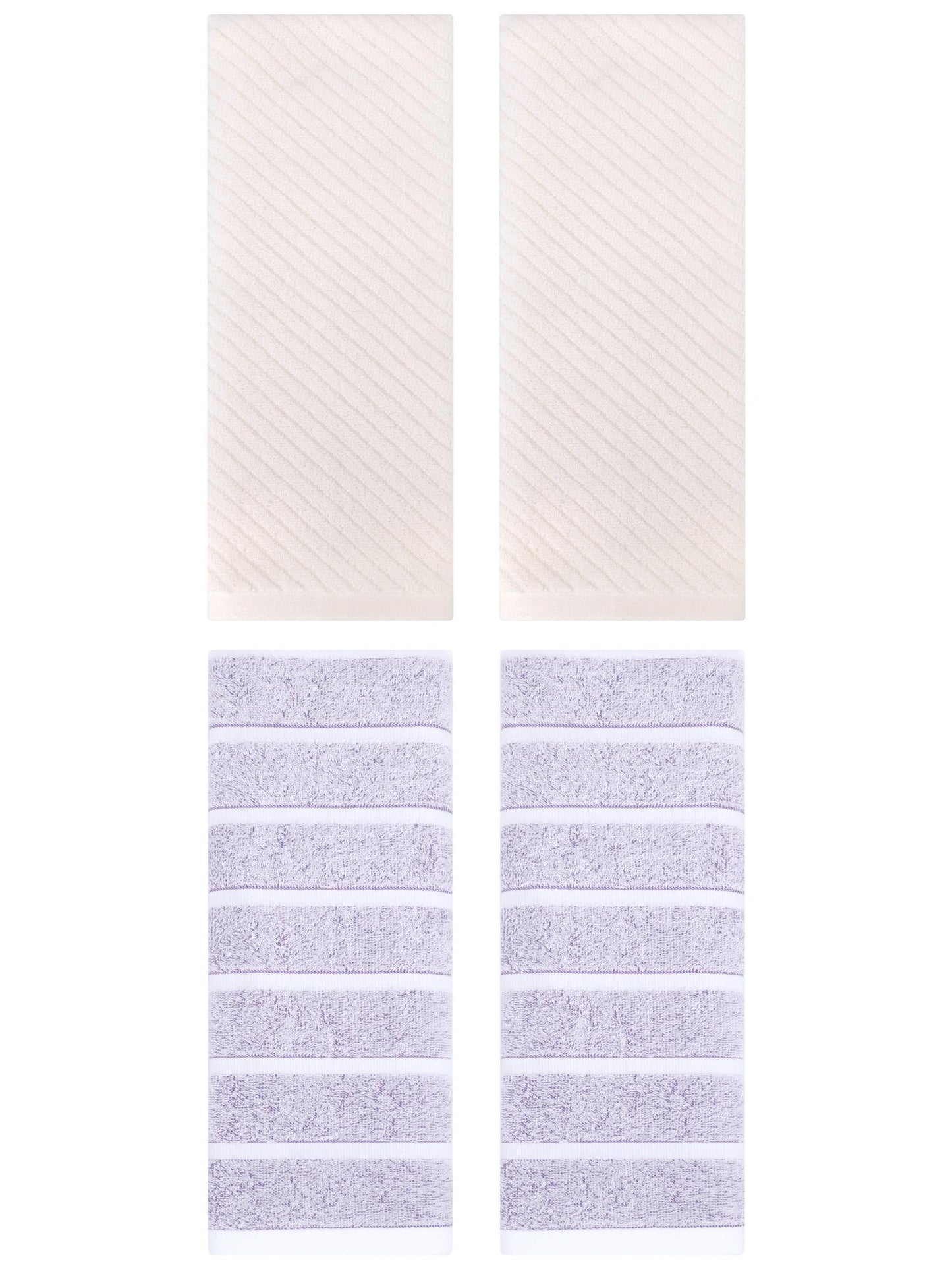 Unique Bargains 4 Pcs Cotton Soft Light Purple/Beige 13" x 29"/14" x 30"