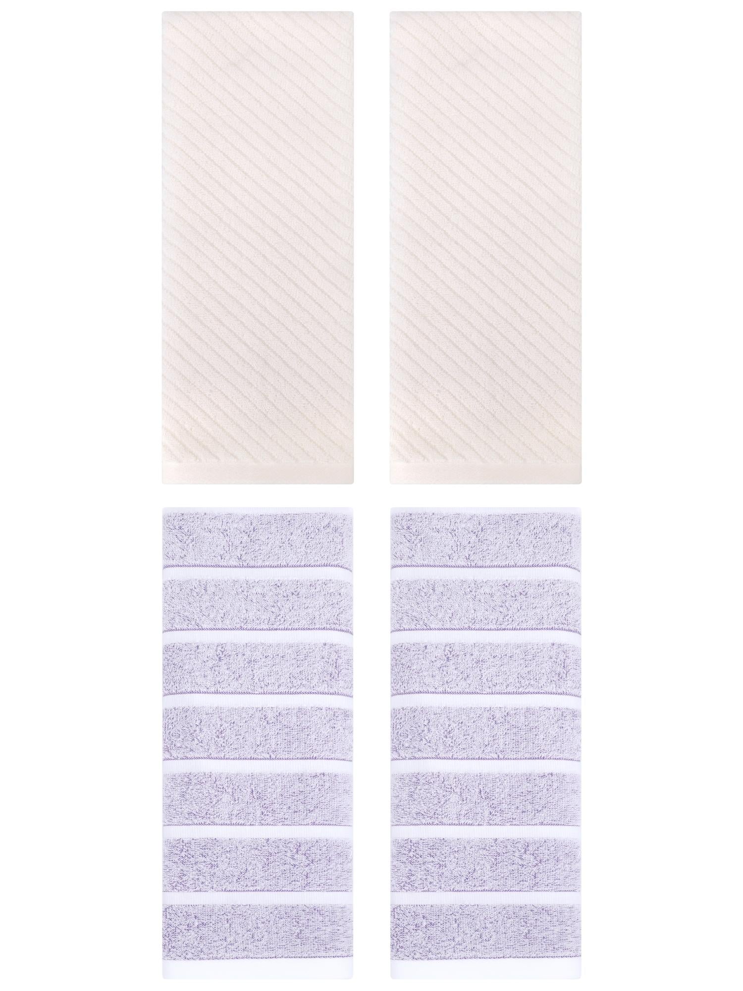 Unique Bargains 4 Pcs Cotton Soft Light Purple/Beige 13" x 29"/14" x 30"