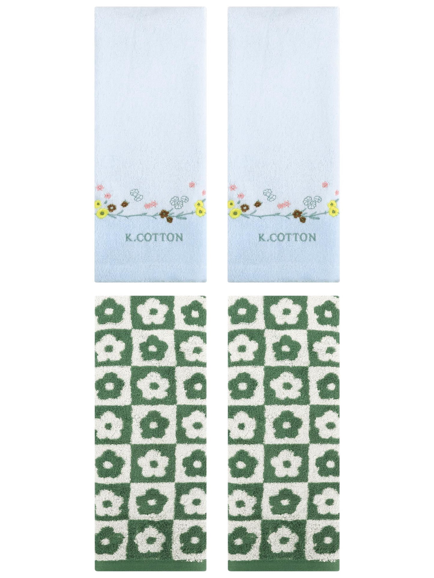Unique Bargains 4 Pcs Decorative Hand Towel Green/Blue 14" x 30"/13" x 29"
