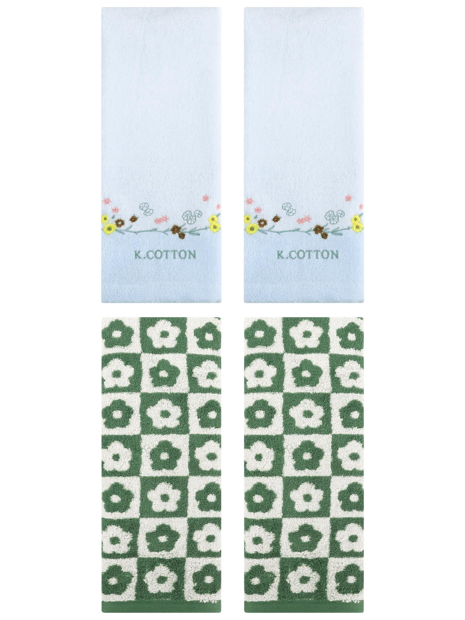 Unique Bargains 4 Pcs Decorative Hand Towel Green/Blue 14" x 30"/13" x 29"