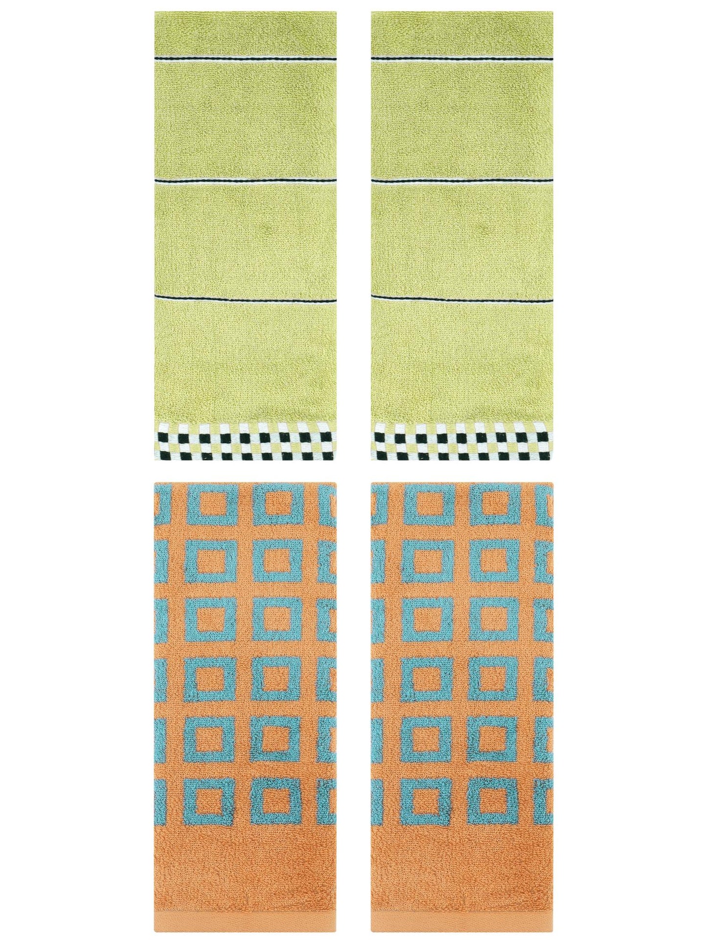 Unique Bargains 4 Pcs Floral Hand Towel Light Brown/Yellow 14" x 28"/15" x 30"