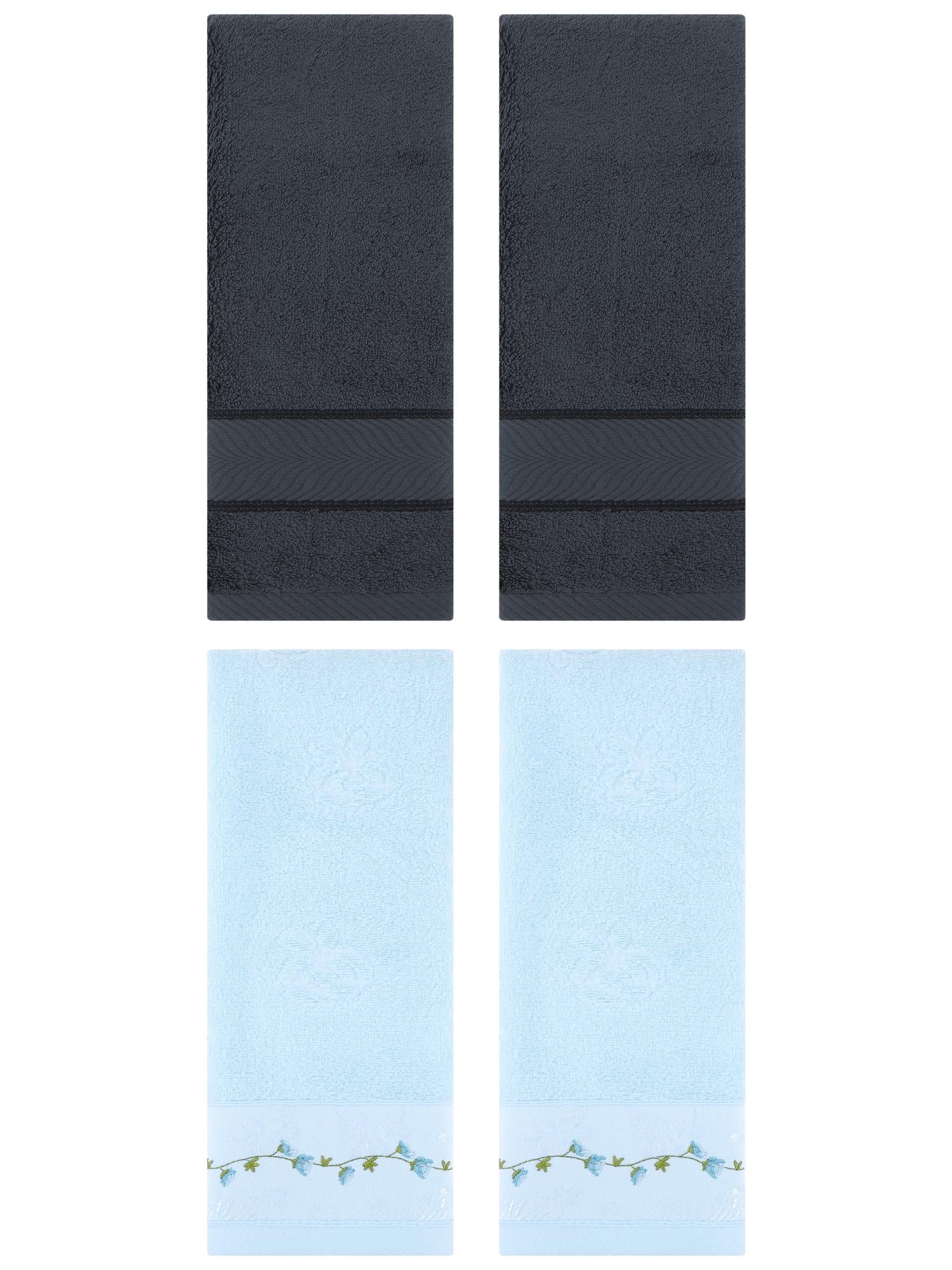 Unique Bargains 4 Pcs Hand Towel Dark Grey/Blue 14" x 30"/13" x 29"