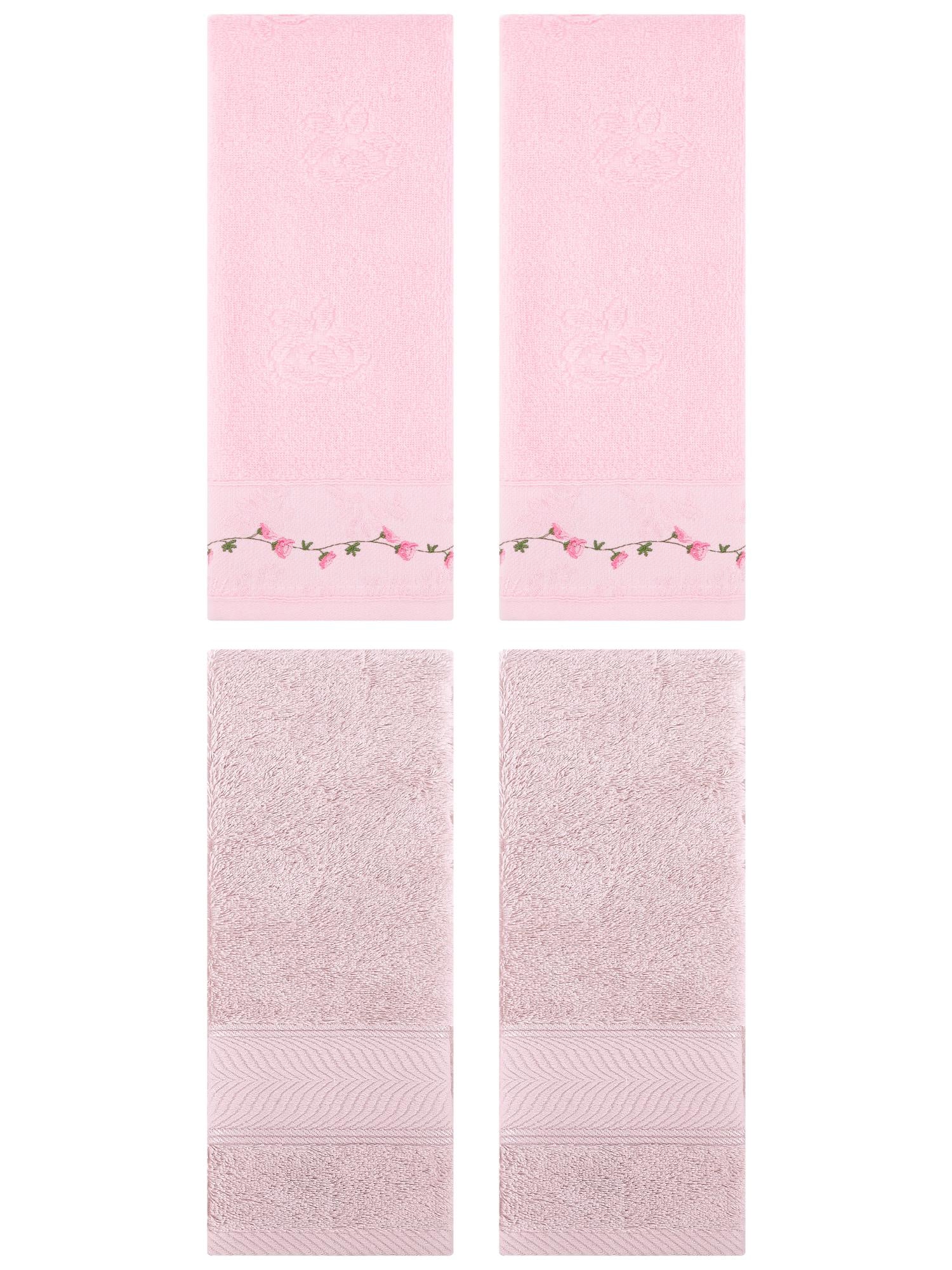 Unique Bargains 4 Pcs Hand Towel Light Pink/Pink 14" x 30"/13" x 29"