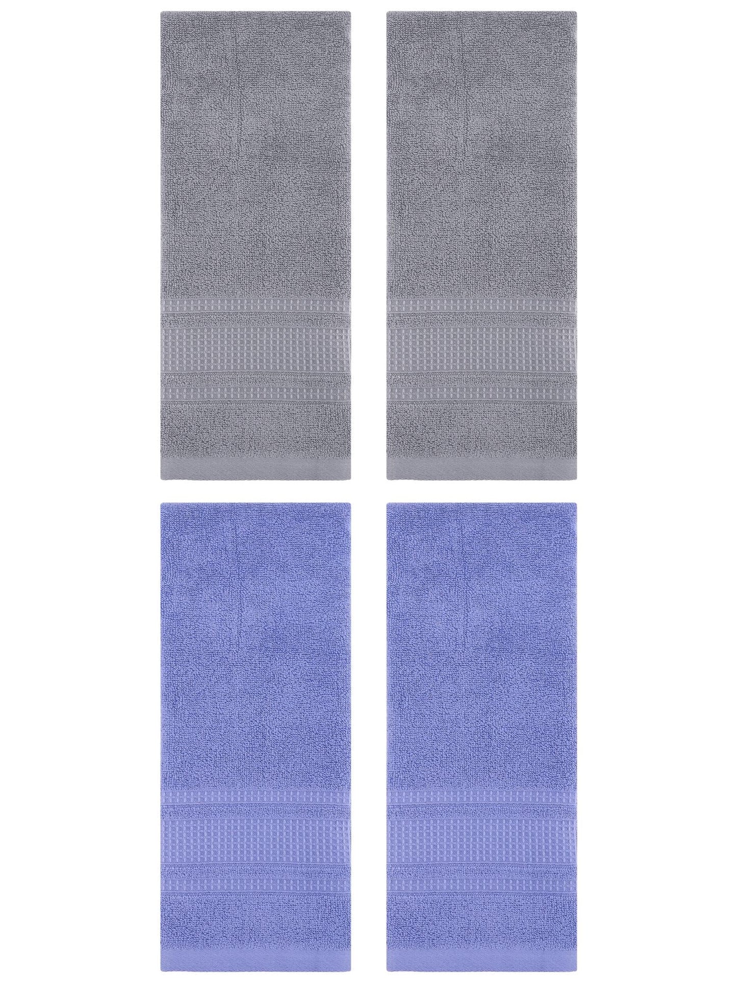 Unique Bargains 4 Pcs Hand Towel Set of 2 for Bathroom 13" x 29" Dark Blue/Grey