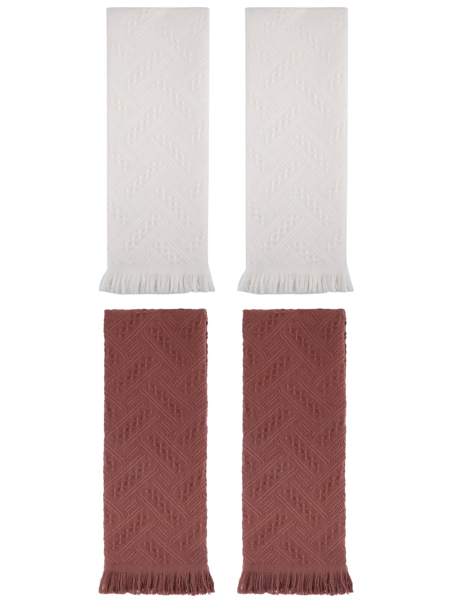 Unique Bargains 4 Pcs Jacquard Pattern Soft Hand Towel Set 13" x 29" Beige/Brown