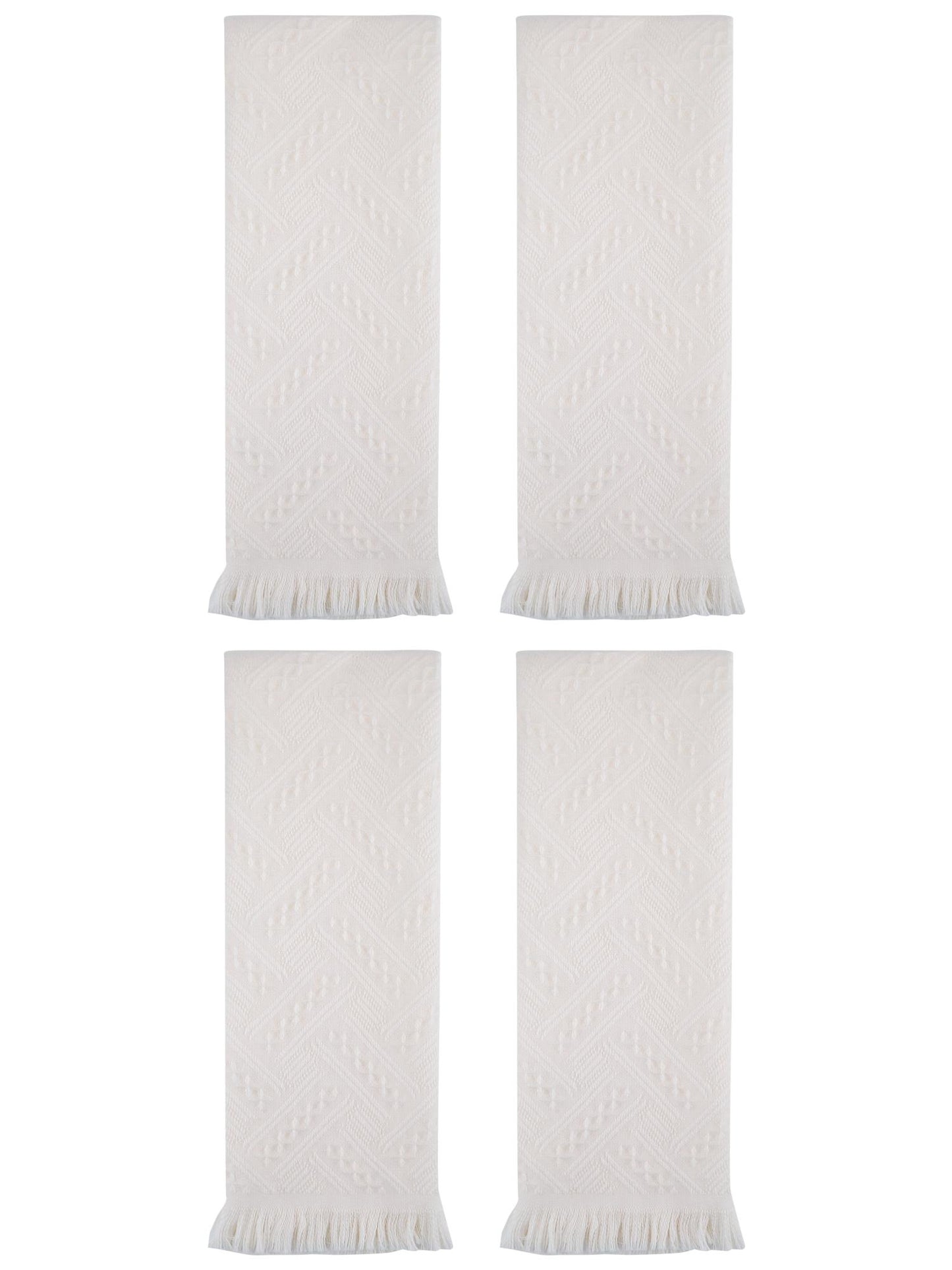 Unique Bargains 4 Pcs Jacquard Pattern Soft Hand Towel Set 13" x 29" Beige