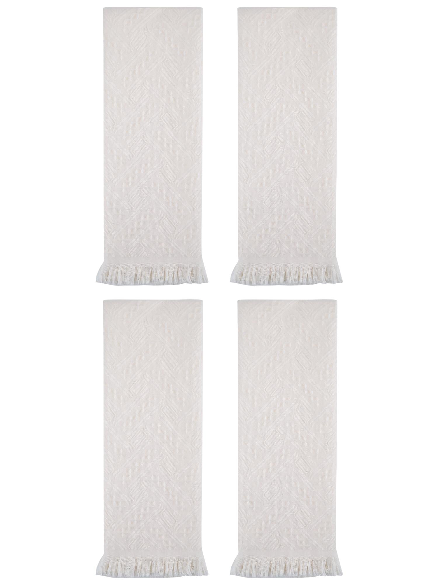 Unique Bargains 4 Pcs Jacquard Pattern Soft Hand Towel Set 13" x 29" Beige