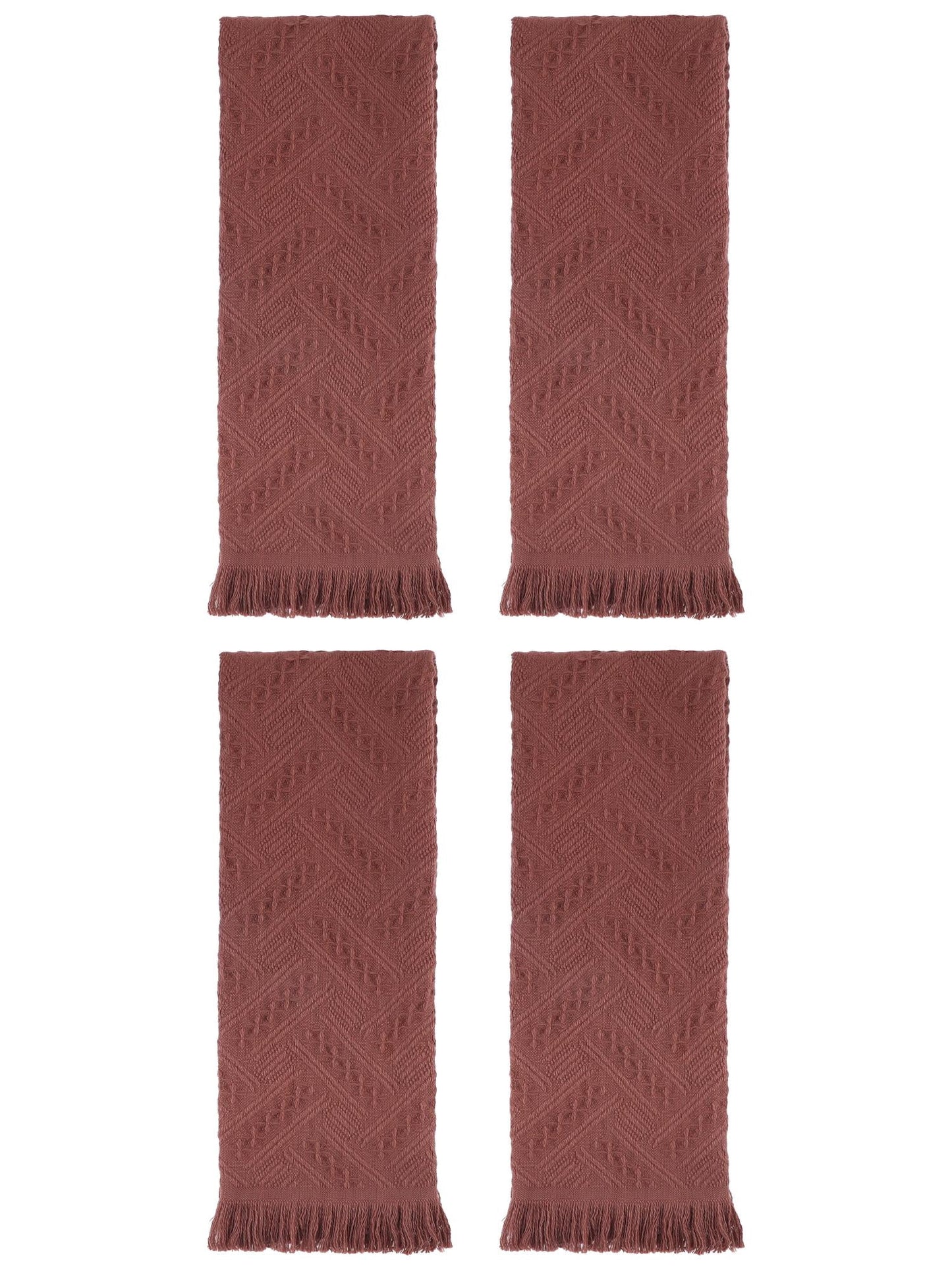 Unique Bargains 4 Pcs Jacquard Pattern Soft Hand Towel Set 13" x 29" Brown