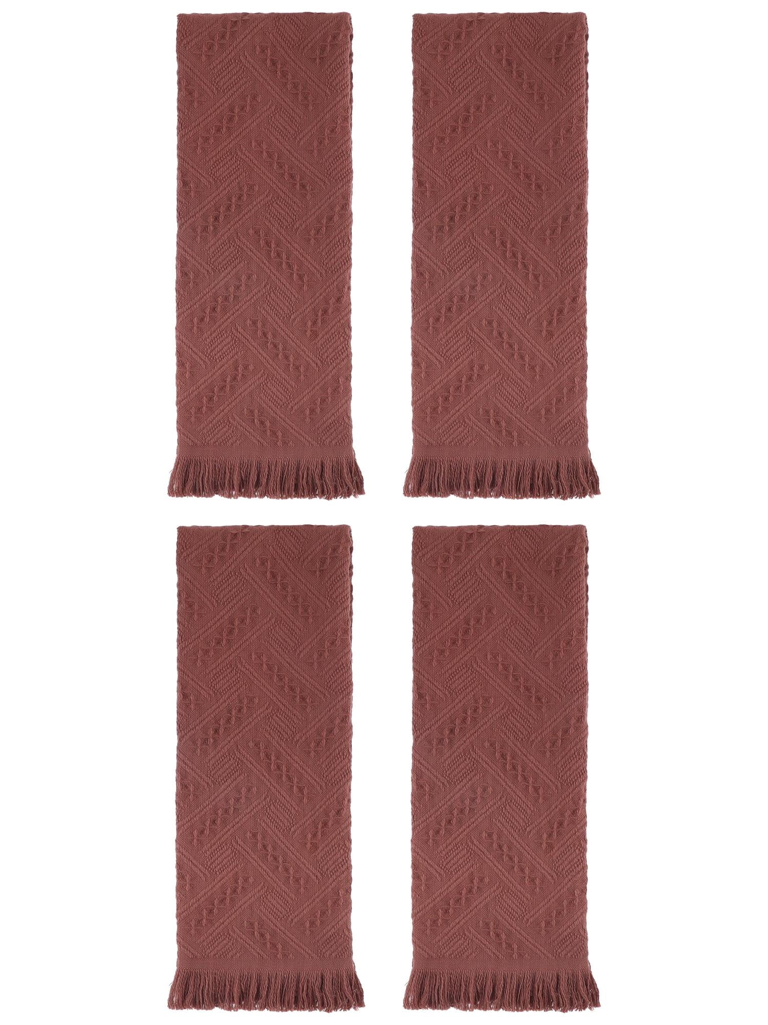Unique Bargains 4 Pcs Jacquard Pattern Soft Hand Towel Set 13" x 29" Brown