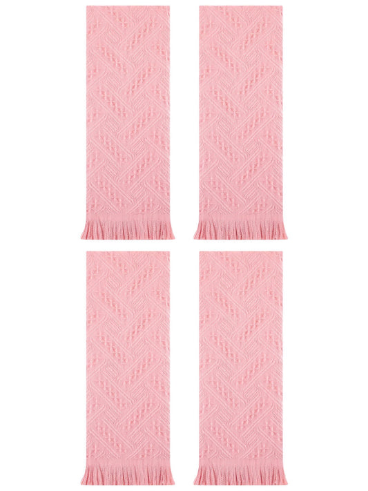 Unique Bargains 4 Pcs Jacquard Pattern Soft Hand Towel Set 13" x 29" Pink