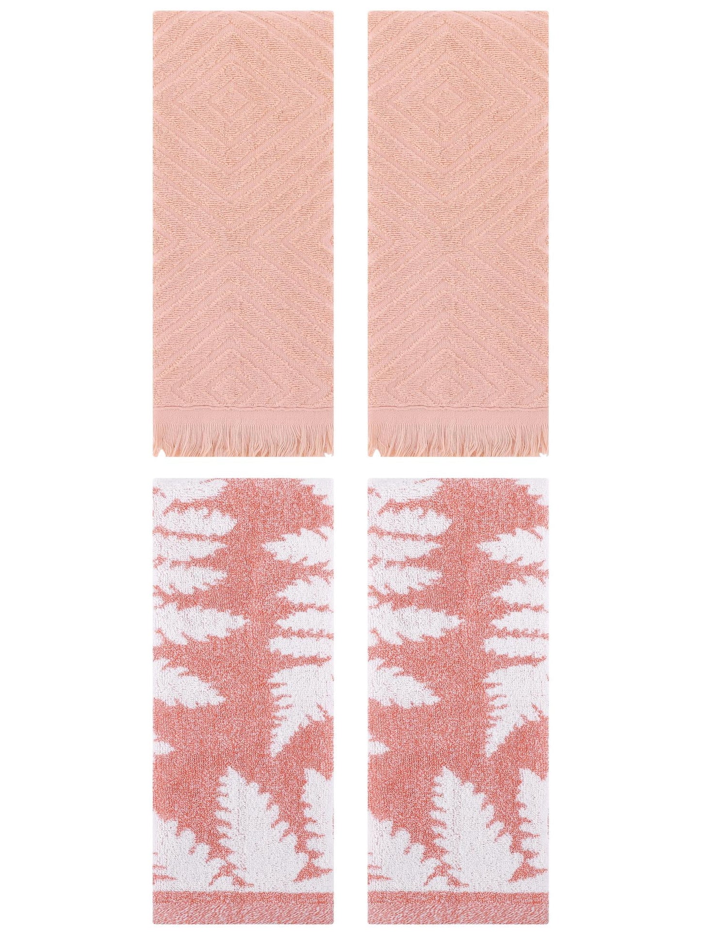 Unique Bargains 4 Pcs Soft Absorbent Bath Hand Towels 13 x 29 Inch Pink/Orange