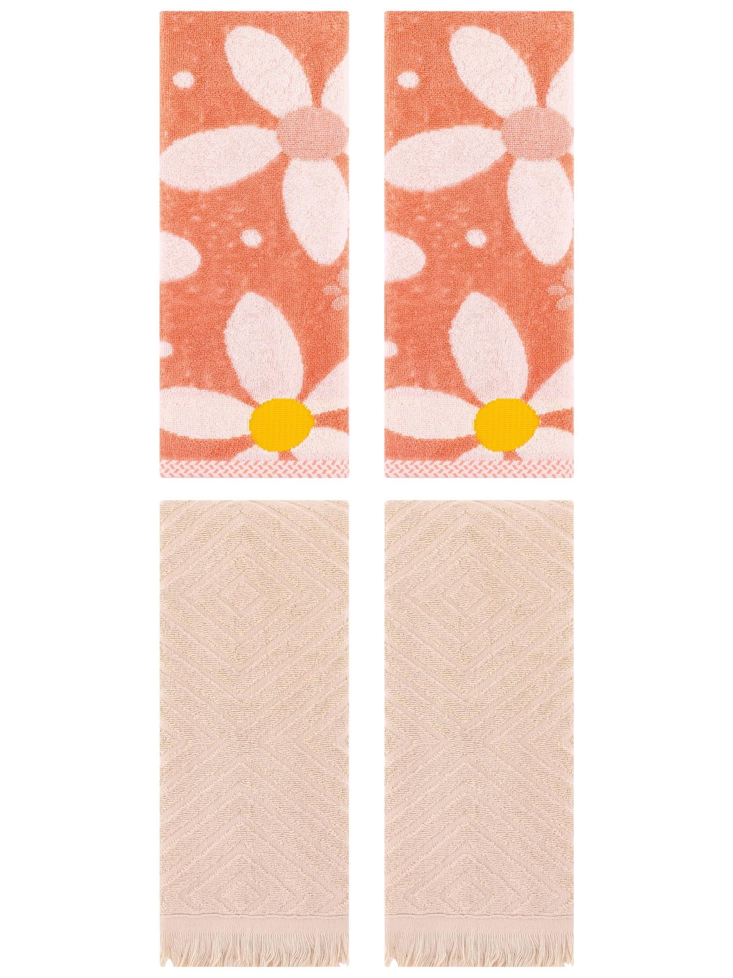 Unique Bargains 4 Pcs Soft Absorbent Bathroom Hand Towels 13 x 29 Inch Orange/Brown