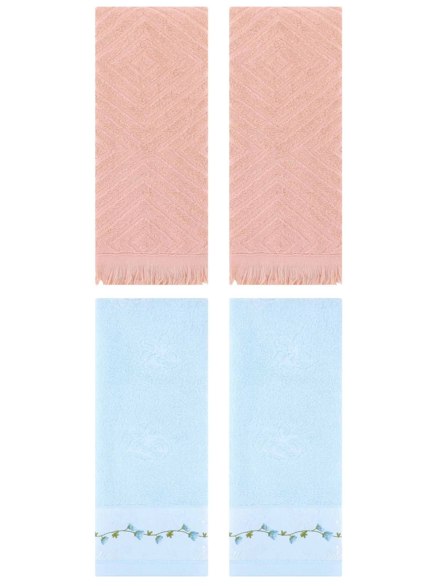 Unique Bargains 4 Pcs Soft Absorbent Hand Towels 13" x 29" Blue/Orange