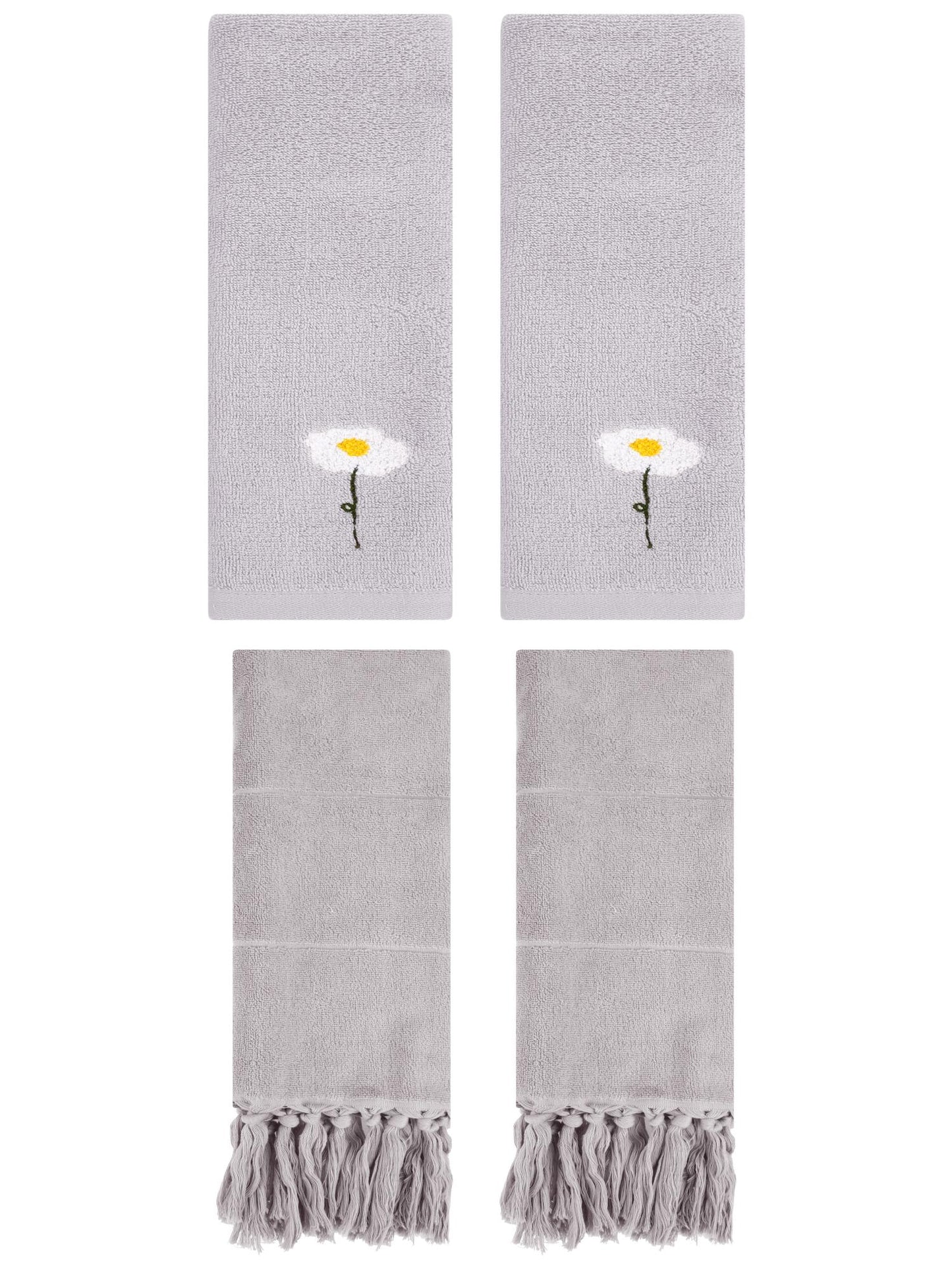 Unique Bargains 4 Pcs Soft Bath Towel Set Grey 14" x 30"/13" x 30"