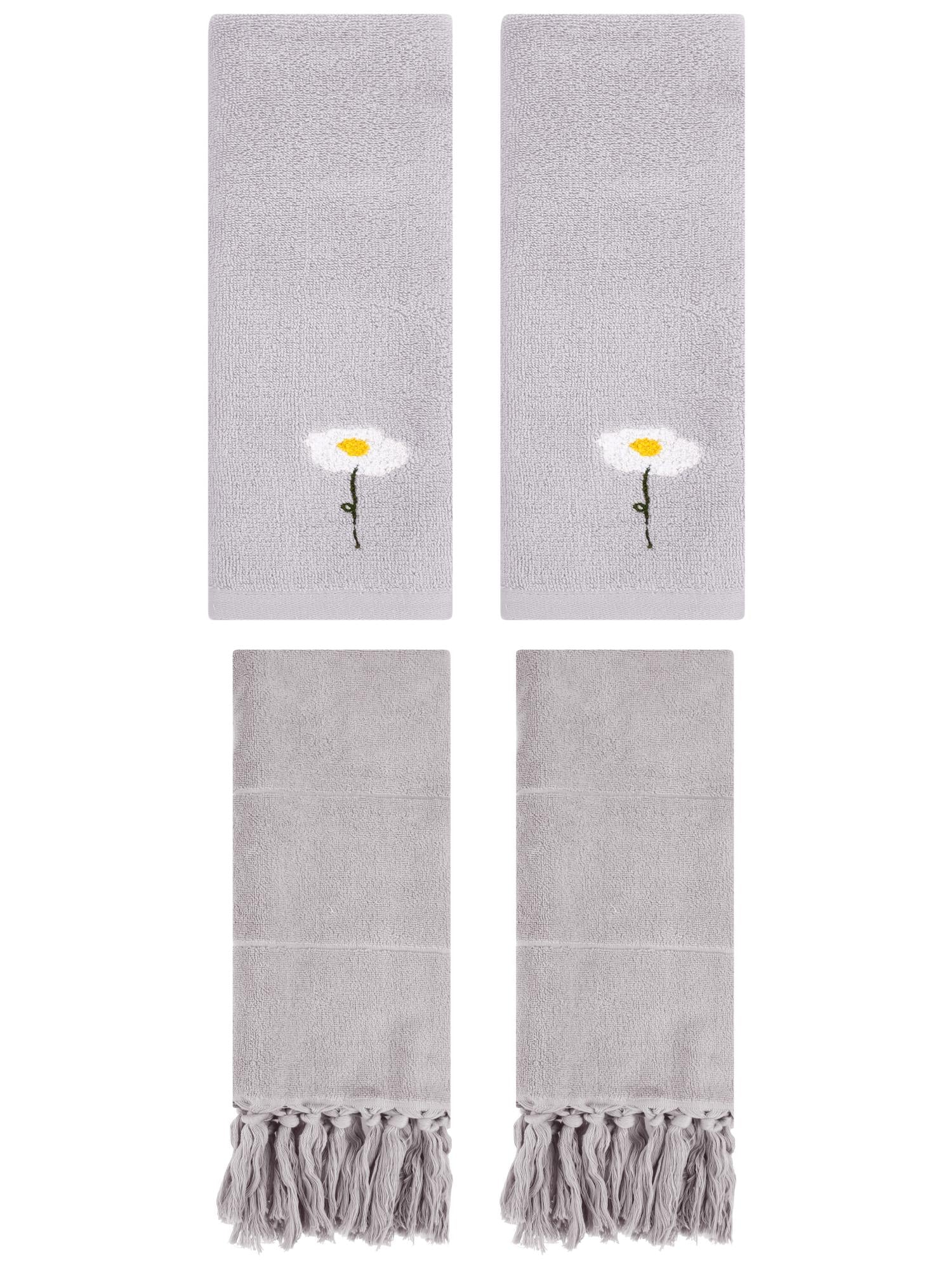 Unique Bargains 4 Pcs Soft Bath Towel Set Grey 14" x 30"/13" x 30"