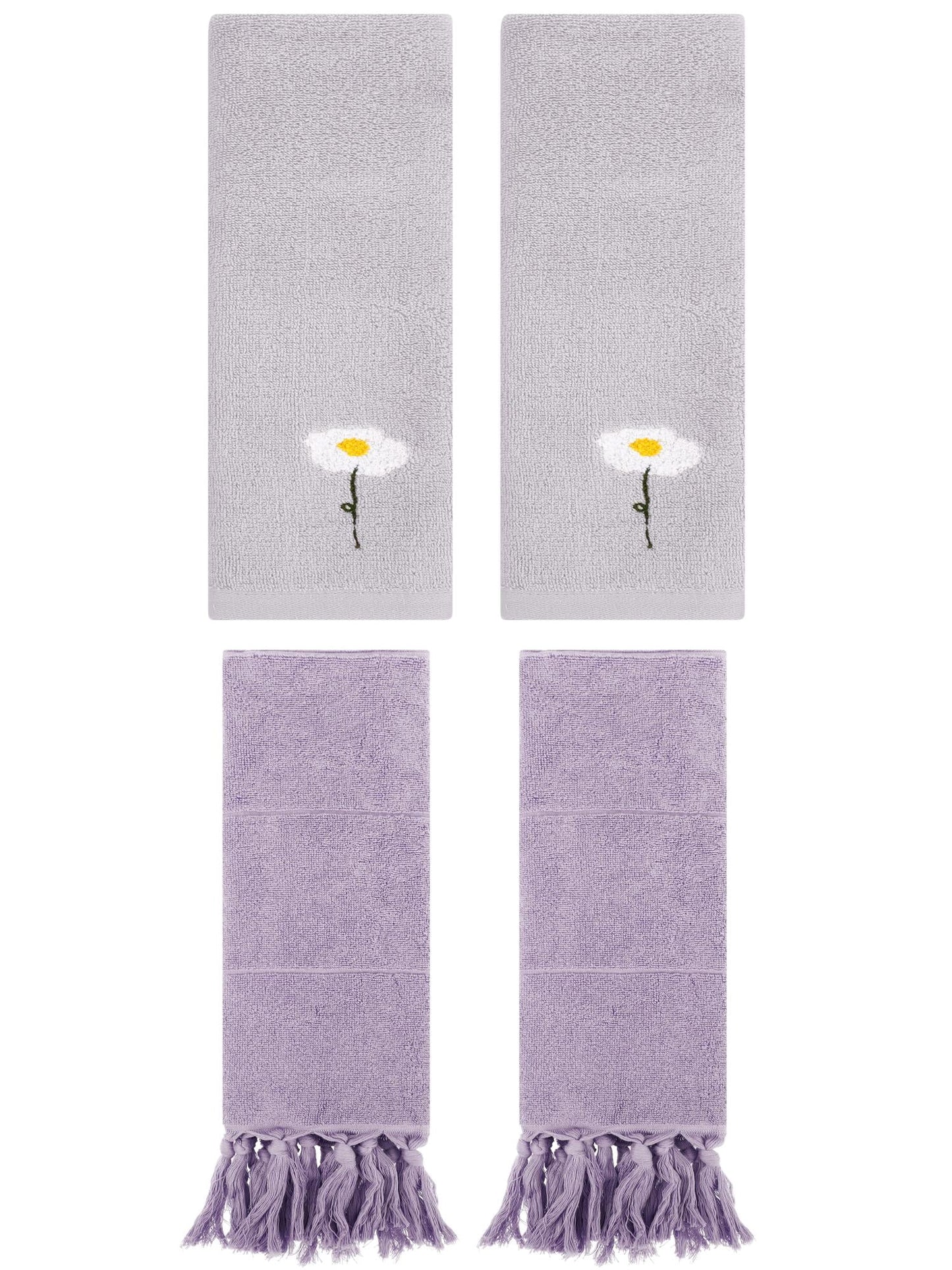 Unique Bargains 4 Pcs Soft Bath Towel Set Purple/Grey 14" x 30"/13" x 30"