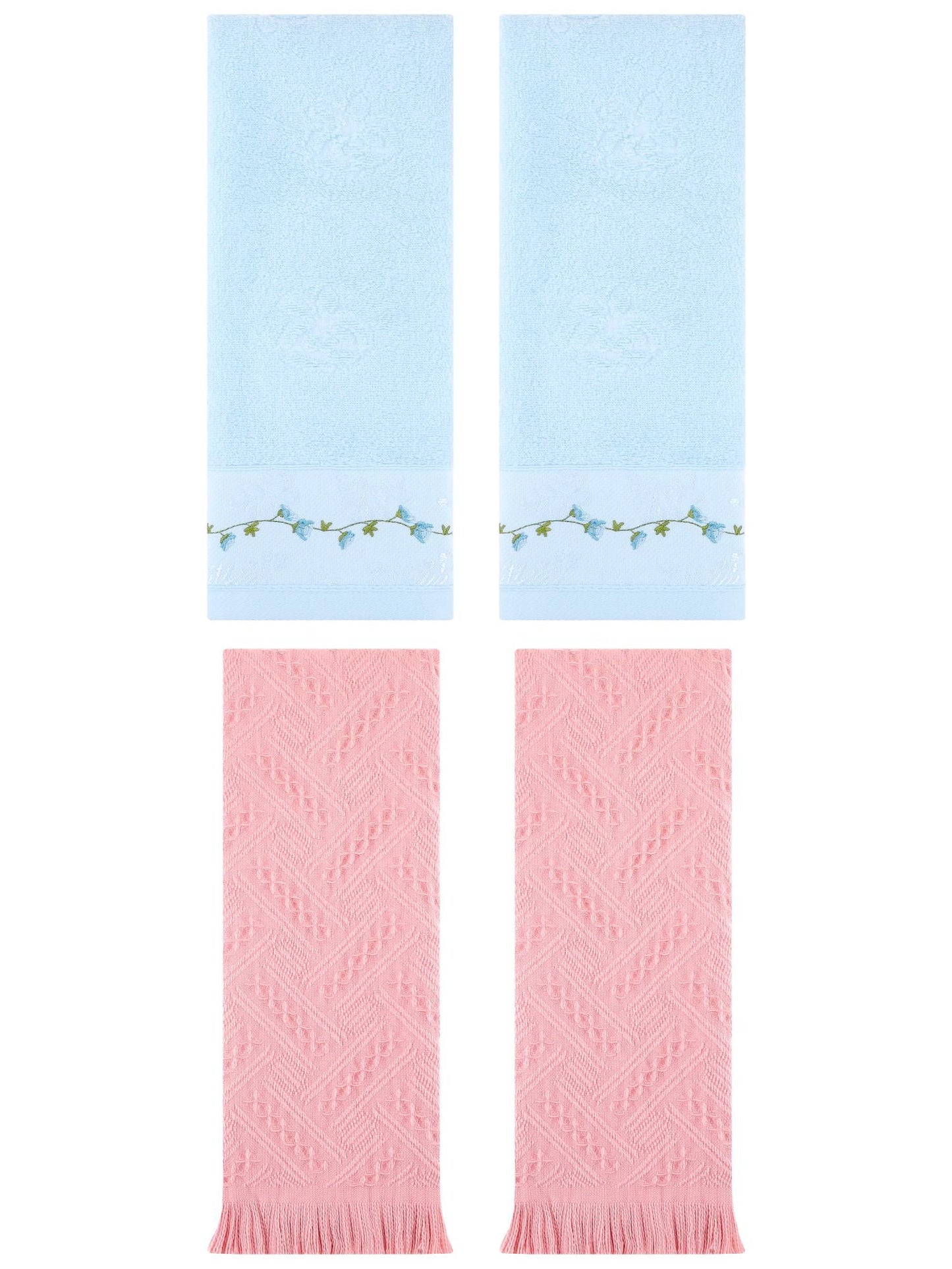 Unique Bargains 4 Pcs Soft Bathroom Hand Towels 13" x 29" Blue/Pink