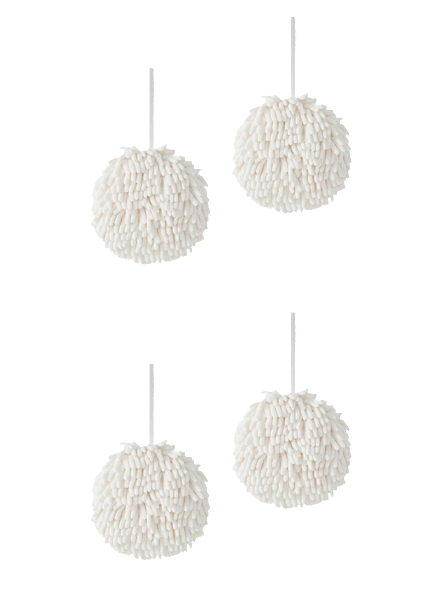 Unique Bargains 4 Pcs Soft Chenille Ball Hand Towels White 6" x 6"