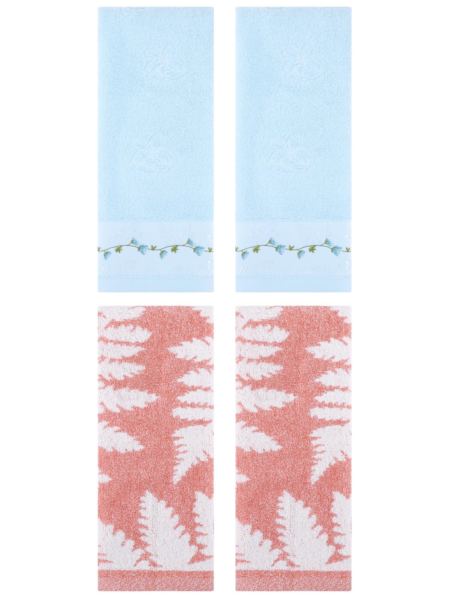 Unique Bargains 4 Pcs Soft Decorative Hand Towels 13 x 29 Inch Pink/Blue