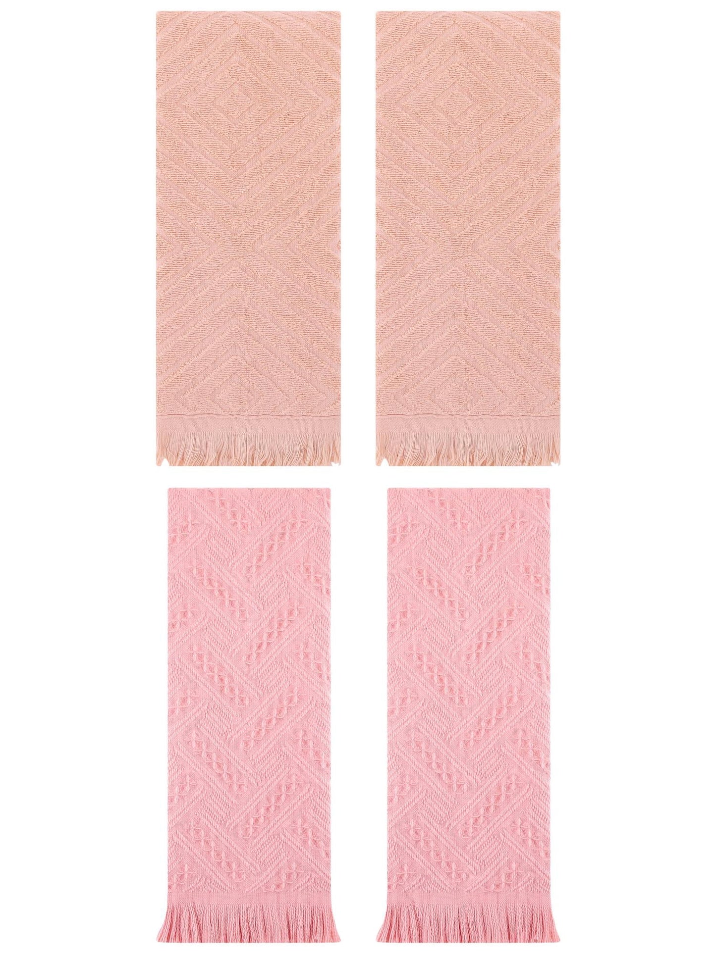 Unique Bargains 4 Pcs Soft Geometric Hand Towels 13" x 29" Orange/Pink