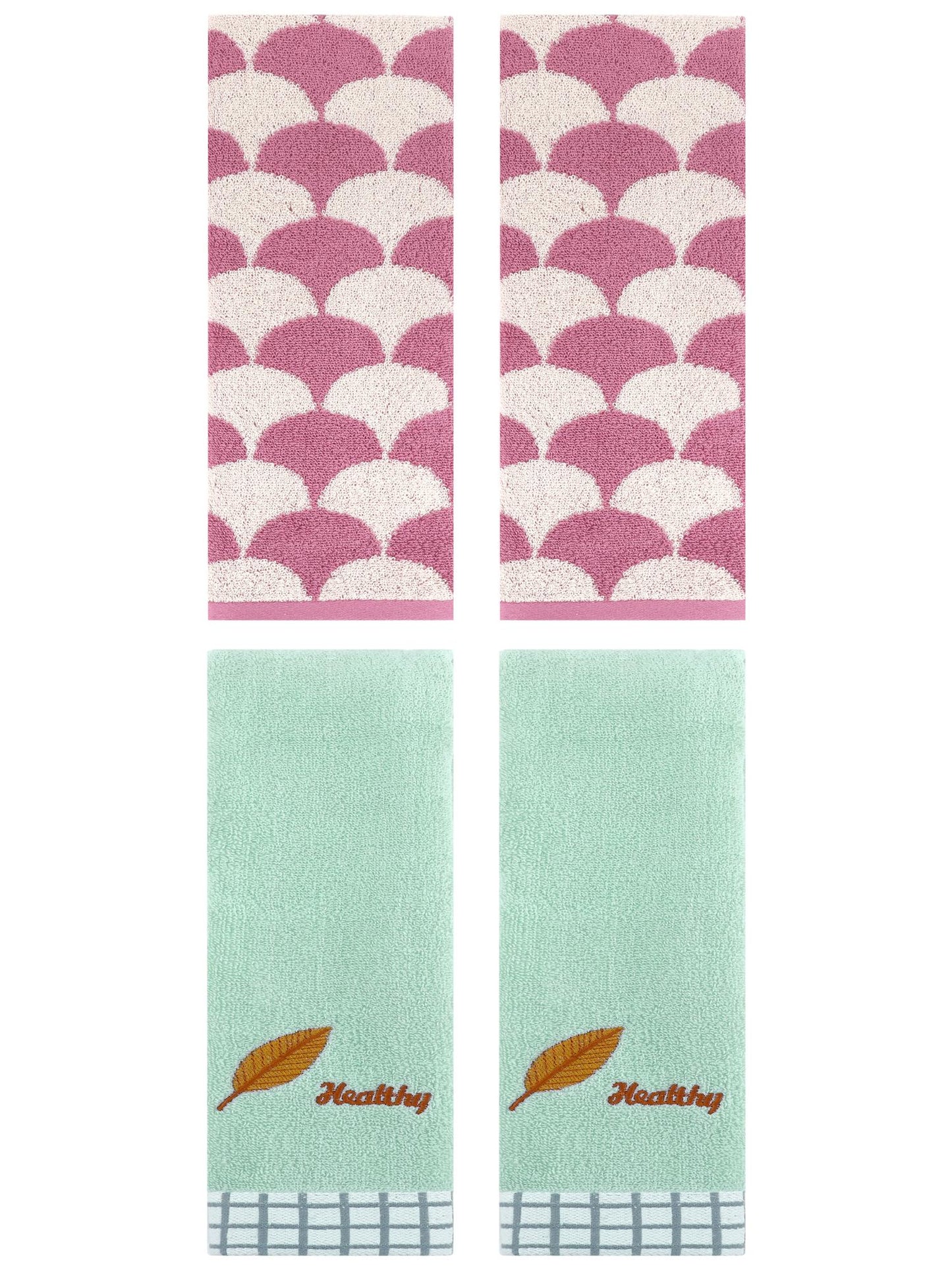 Unique Bargains 4 Pcs Soft Hand Towel 13" x 29" Pink/Blue