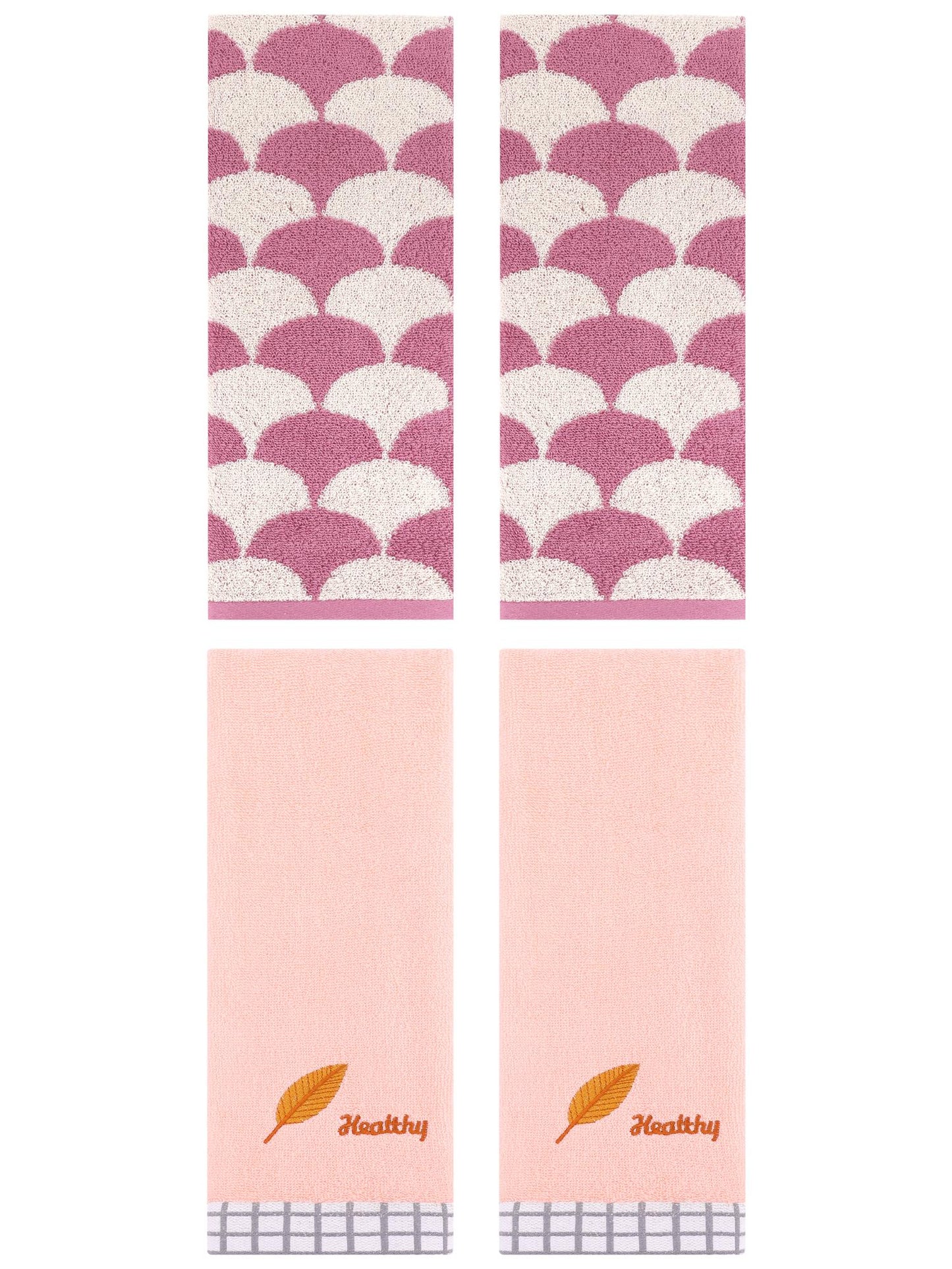 Unique Bargains 4 Pcs Soft Hand Towel 13" x 29" Pink