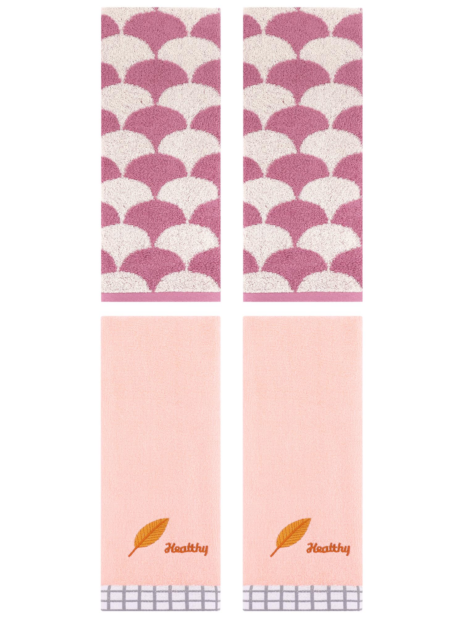 Unique Bargains 4 Pcs Soft Hand Towel 13" x 29" Pink